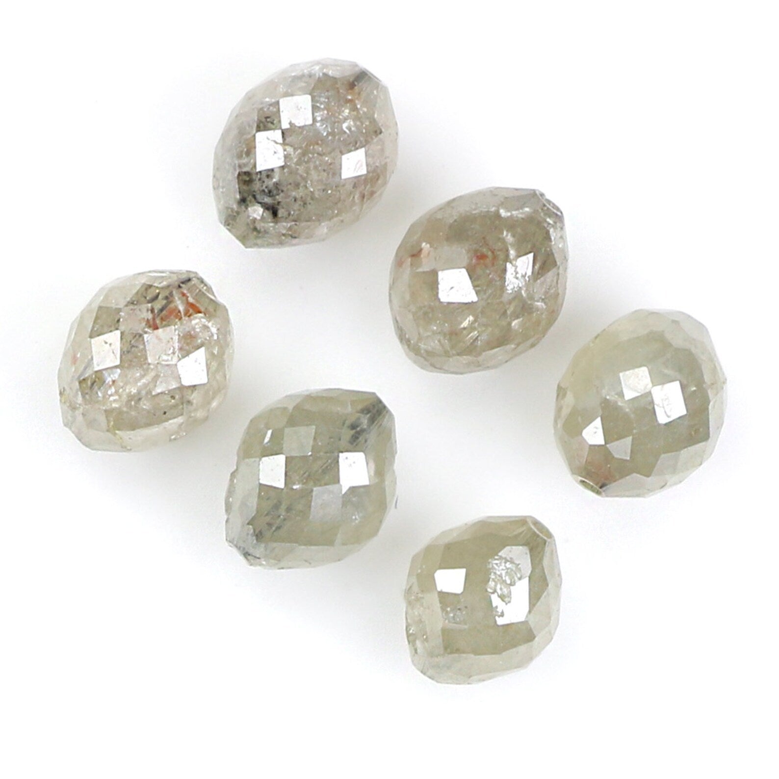 Natural Loose Egg Shape Bead Gray Color Diamond 3.51 CT 4.40 MM Bead Shape Rose Cut Diamond KDN1786