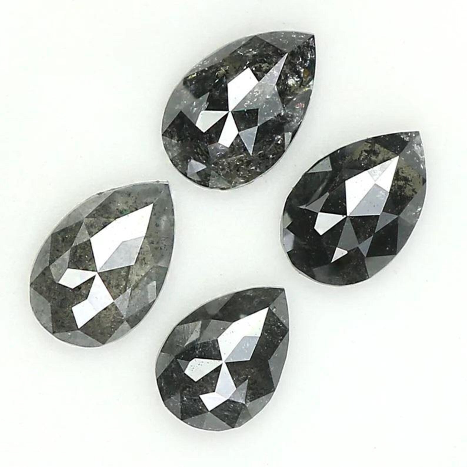 1.03 CT Natural Loose Pear Shape Diamond Salt And Pepper Pear Cut Diamond 4.60 MM Natural Black Grey Color Pear Rose Cut Diamond QN1496