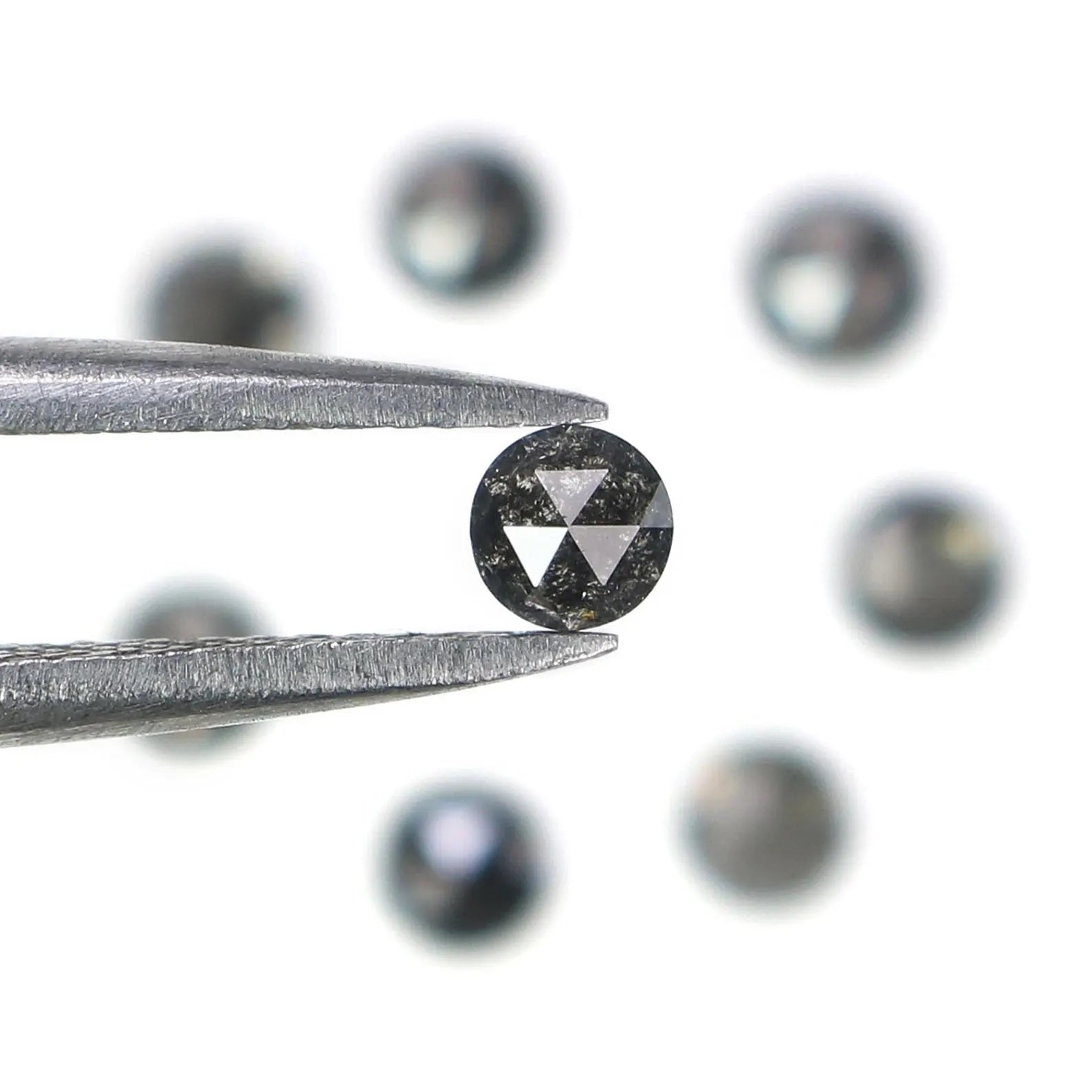 1.23 Ct Natural Loose Round Shape Diamond Salt And Pepper Round Cut Diamond 3.10 MM Natural Black Grey Color Round Rose Cut Diamond NQ2076
