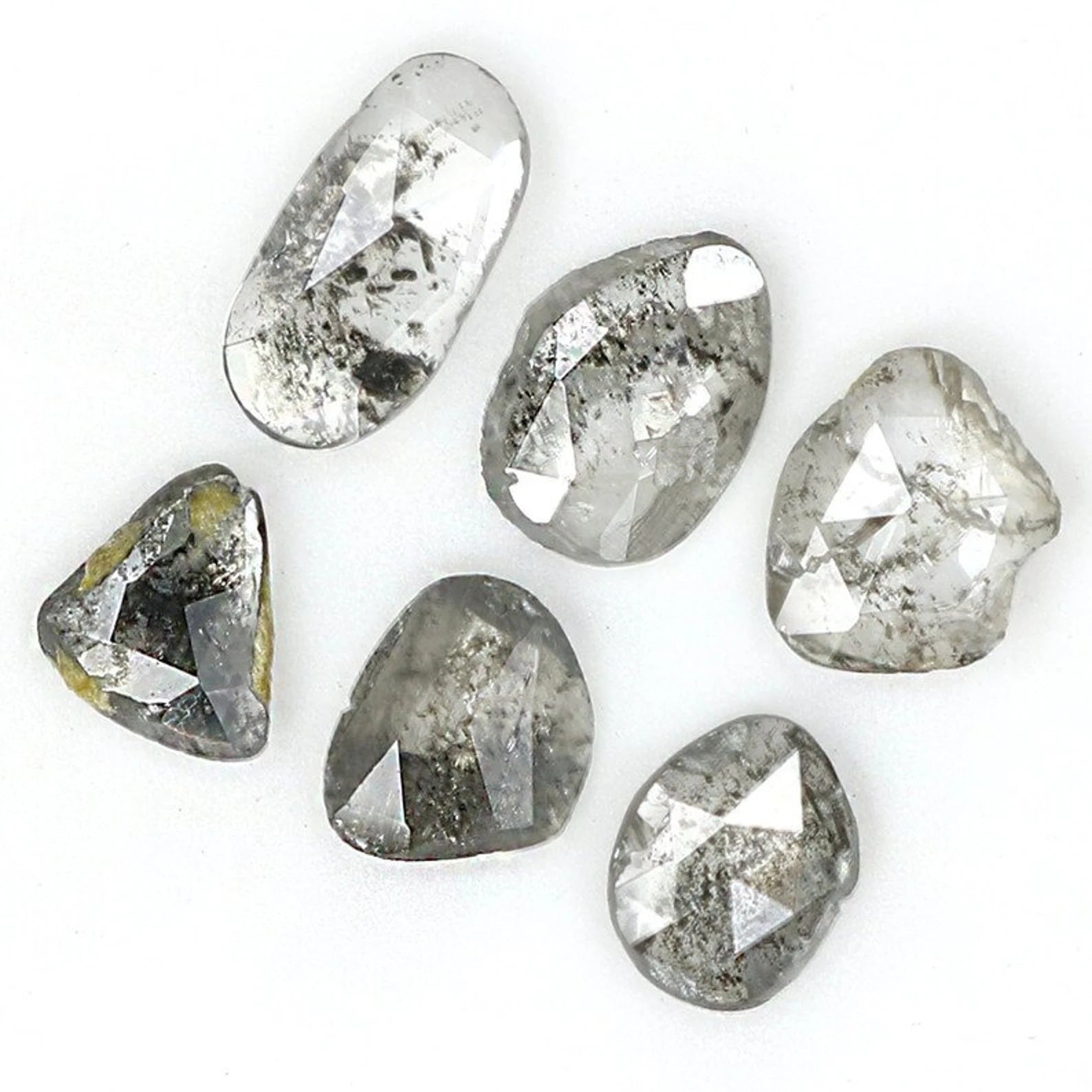 0.93 CT Natural Loose Slice Cut Diamond Salt And Pepper Slice Cut Diamond 3.65 MM Natural Loose Slice Cut Black Grey Color Diamond NQ1641