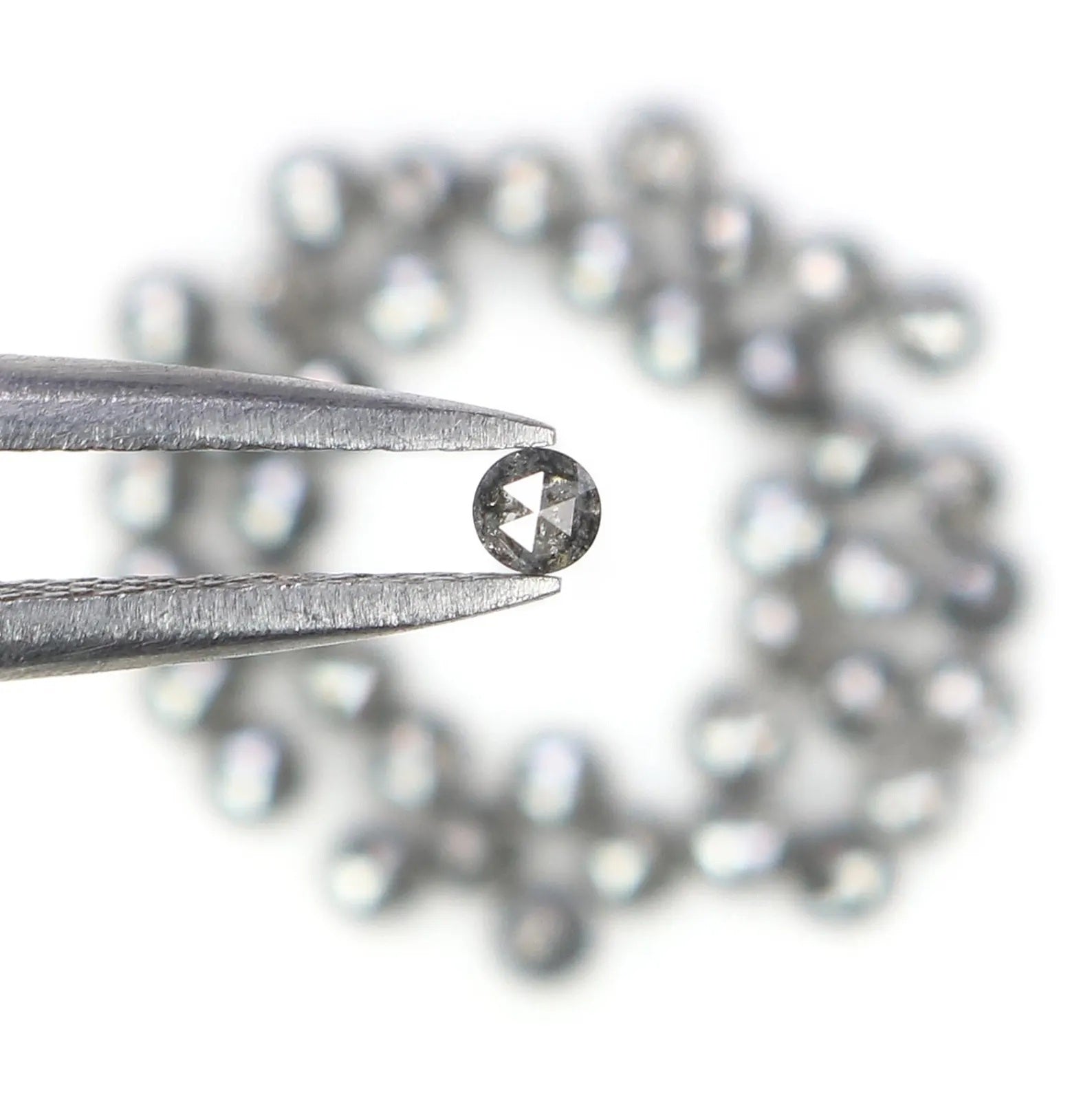 1.43 CT Natural Loose Round Shape Diamond Salt And Pepper Round Diamond 1.90 MM Natural Loose Black Grey Color Round Rose Cut Diamond NQ1560