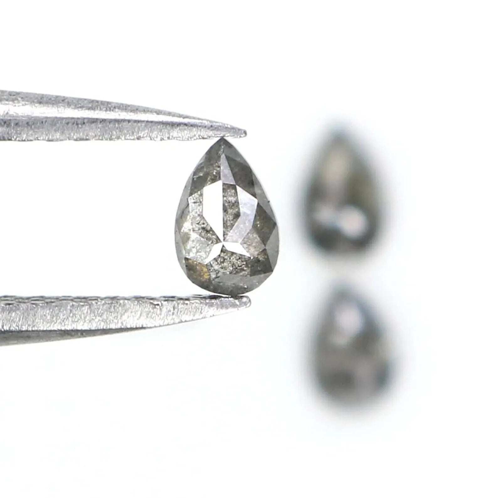 0.49 CT Natural Loose Pear Shape Diamond Salt And Pepper Pear Diamond 4.40 MM Natural Diamond Black Grey Color Pear Rose Cut Diamond NQ2401