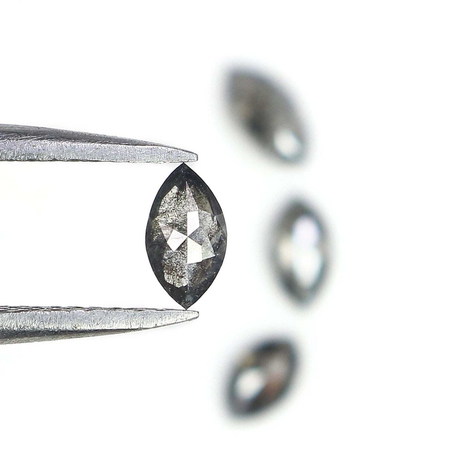 0.84 CT Natural Loose Marquise Shape Diamond Salt And Pepper Marquise Diamond 4.85 MM Natural Black Grey Marquise Rose Cut Diamond NQ1582