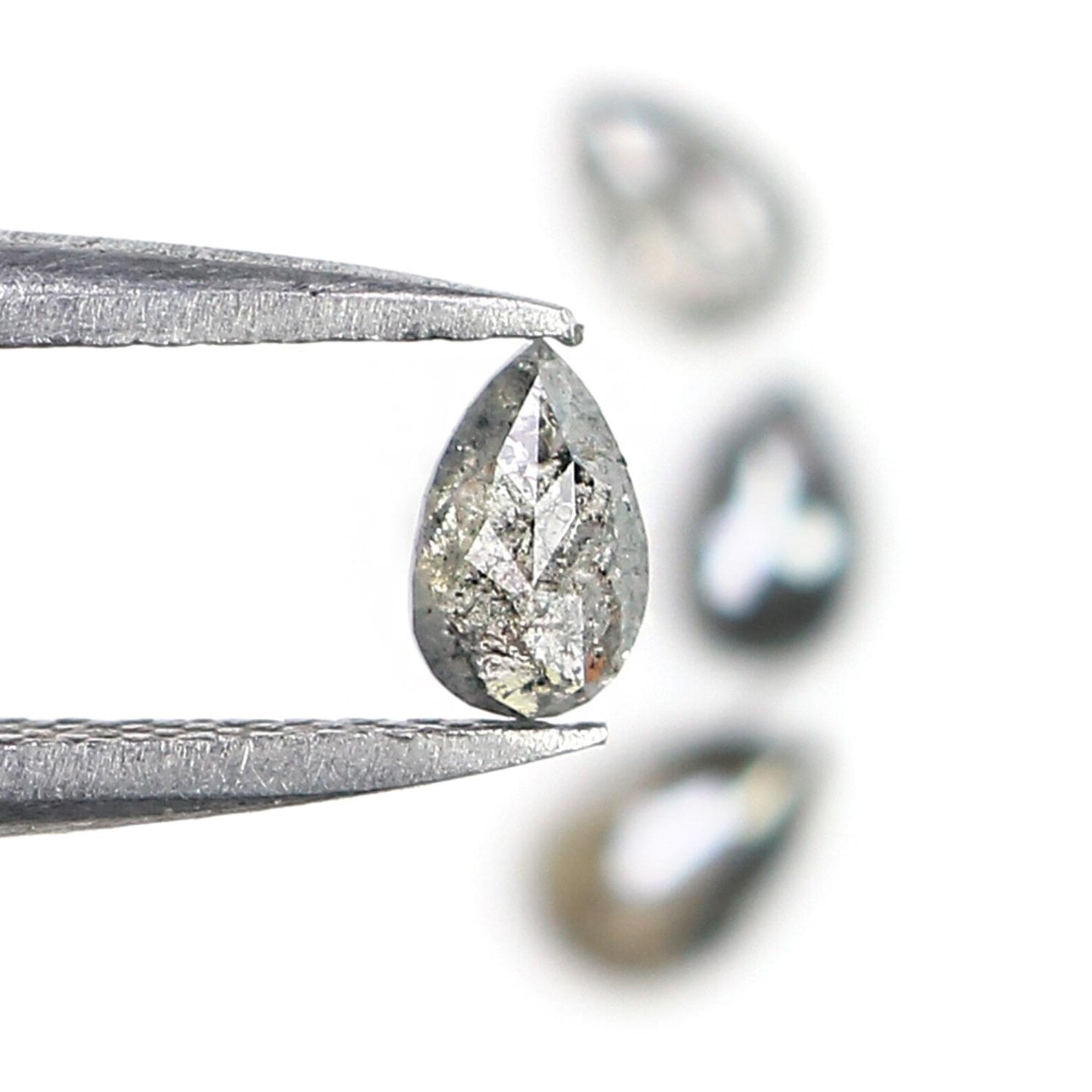 0.66 CT Natural Loose Pear Shape Diamond Salt And Pepper Pear Diamond 4.95 MM Natural Loose Black Grey Color Pear Rose Cut Diamond NQ2268