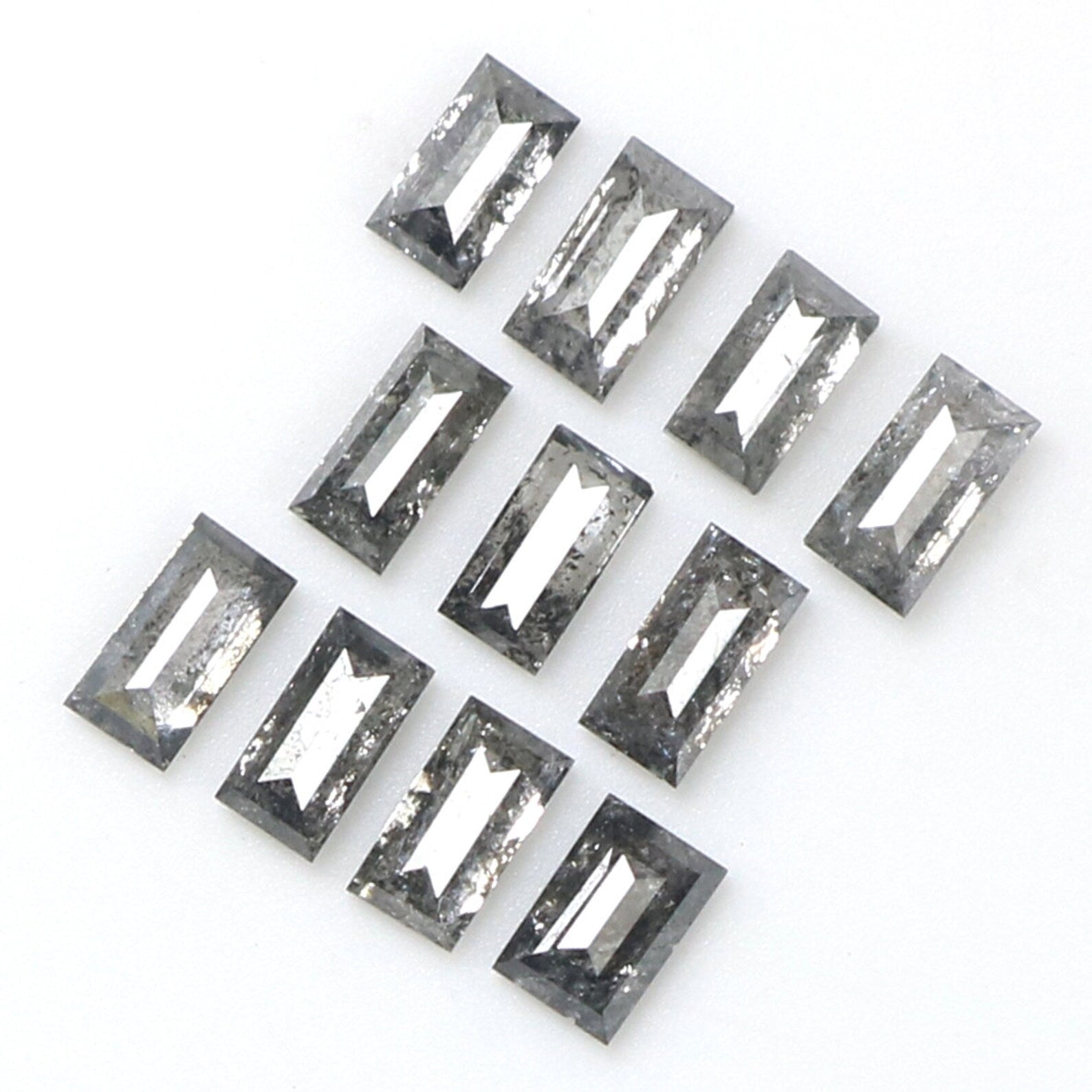 Natural Loose Baguette Salt And Pepper Diamond Black Grey Color 1.00 CT 3.30 MM Baguette Shape Rose Cut Diamond KDN1803
