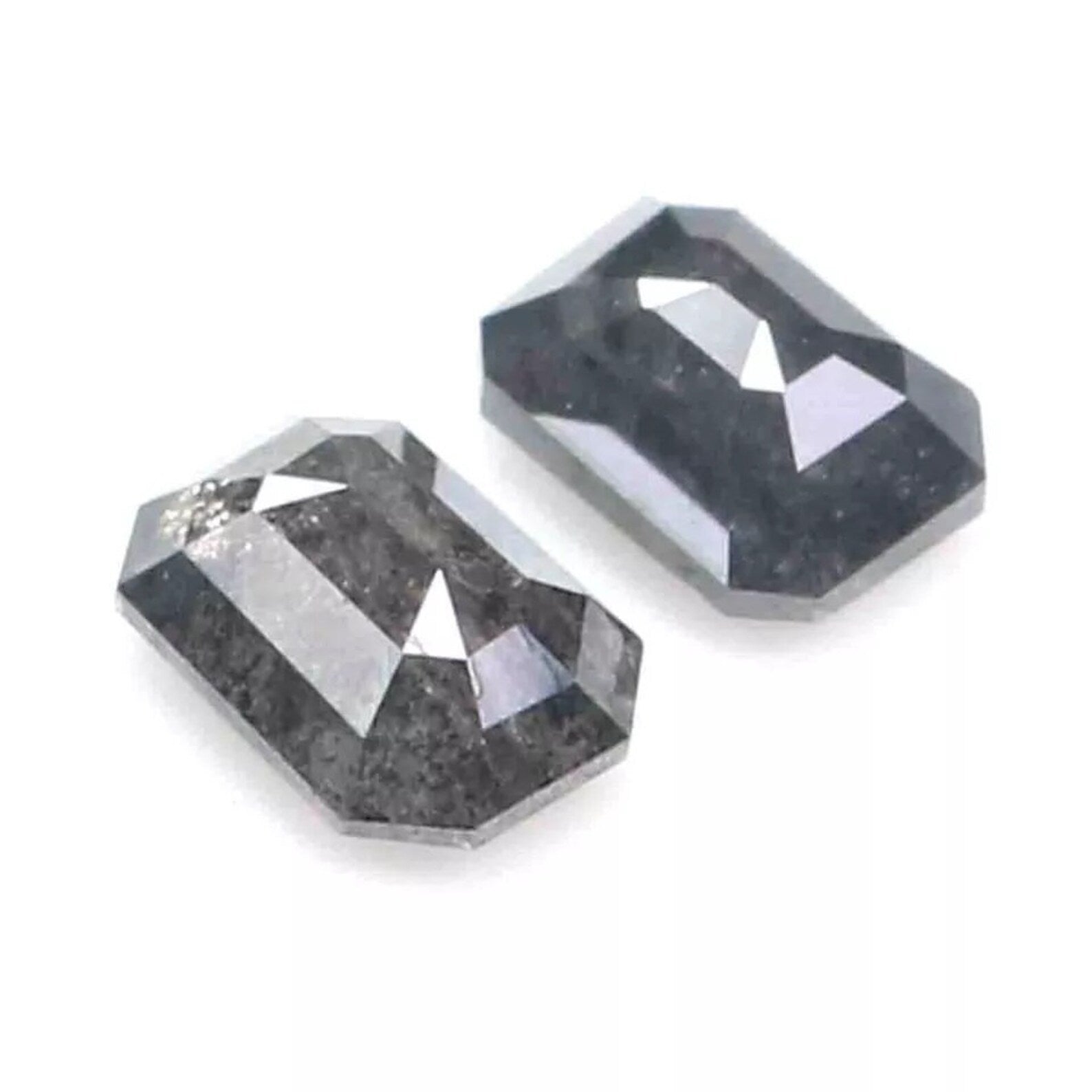 0.49 CT Natural Loose Emerald Pair Shape Diamond Salt And Pepper Emerald Diamond 4.00 MM Black Grey Color Emerald Rose Cut Diamond QN2150