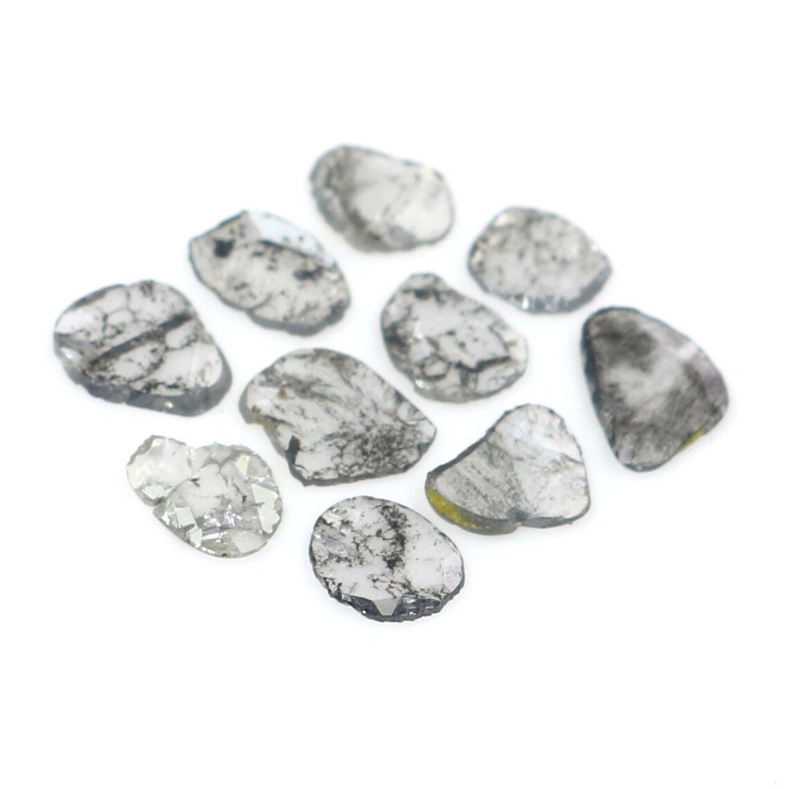 1.04 Ct Natural Loose Slice Shape Diamond Salt And Pepper Slice Diamond 3.95 MM NaturaI Diamond Black Grey Color Slice Cut Diamond NQ2136