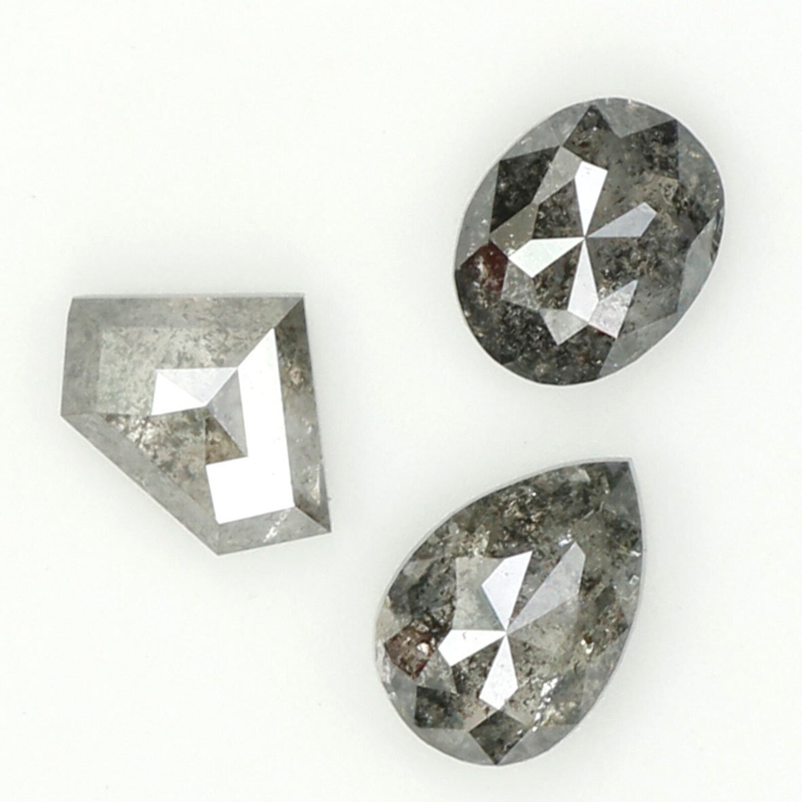 0.84 Ct Natural Loose Diamond, Salt Pepper Diamond, Mix Shape, Black And Gray Diamond, Shield Diamond, Oval Diamond, Pear Diamond KDN1237