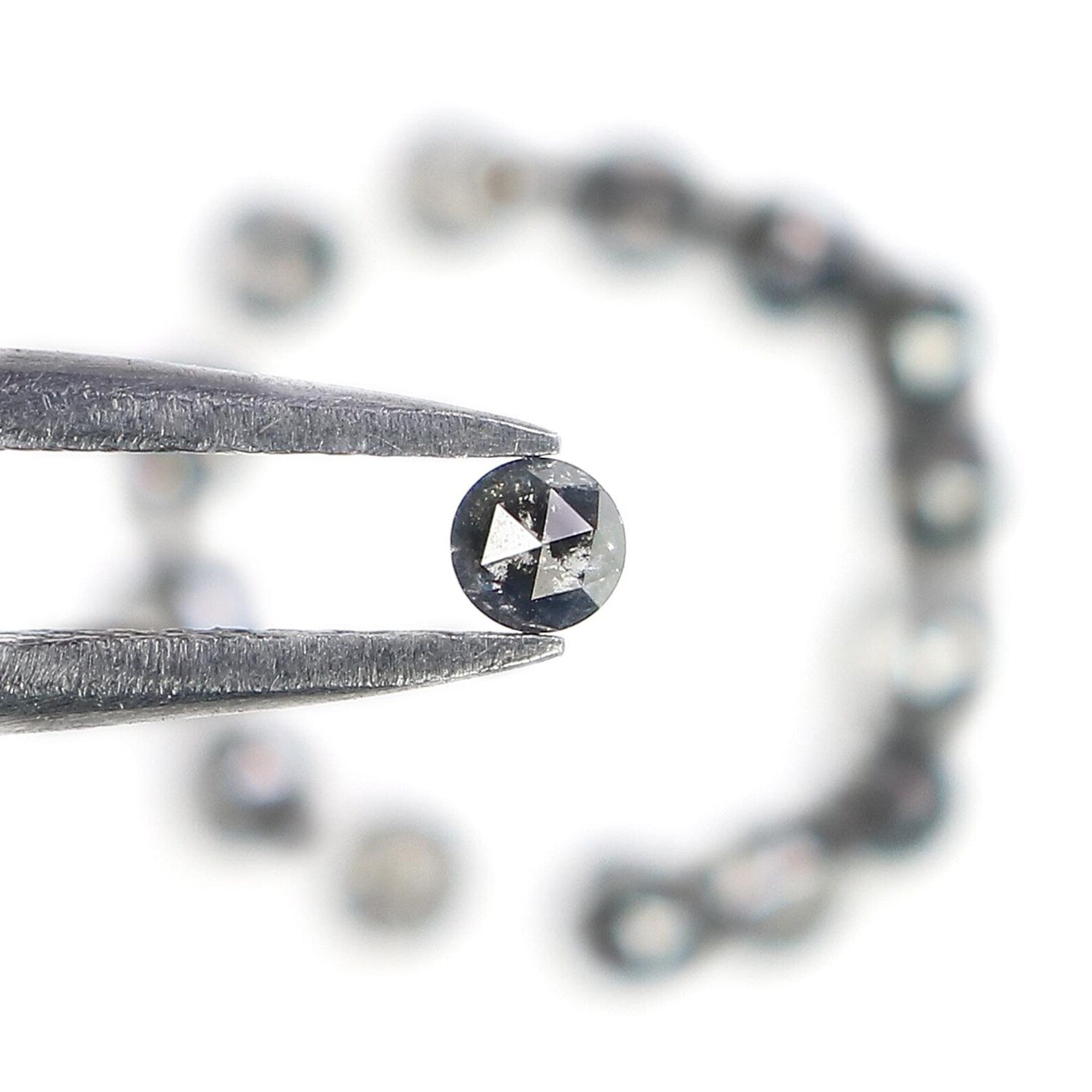 1.02 CT Natural Loose Round Cut Diamond Salt And Pepper Round Diamond 2.45 MM Natural Diamond Black Grey Color Round Rose Cut Diamond NQ2349
