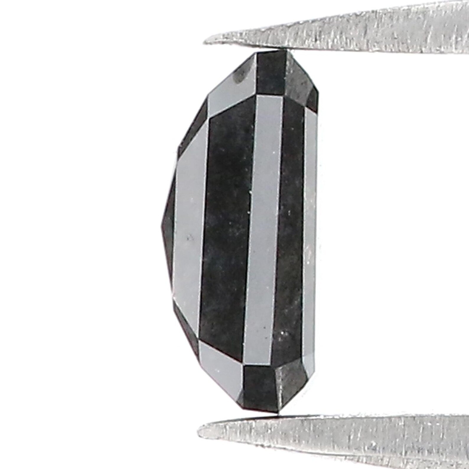 0.84 CT Natural Loose Emerald Shape Diamond Salt And Pepper Emerald Cut Diamond 6.20 MM Black Grey Color Emerald Rose Cut Diamond QN257