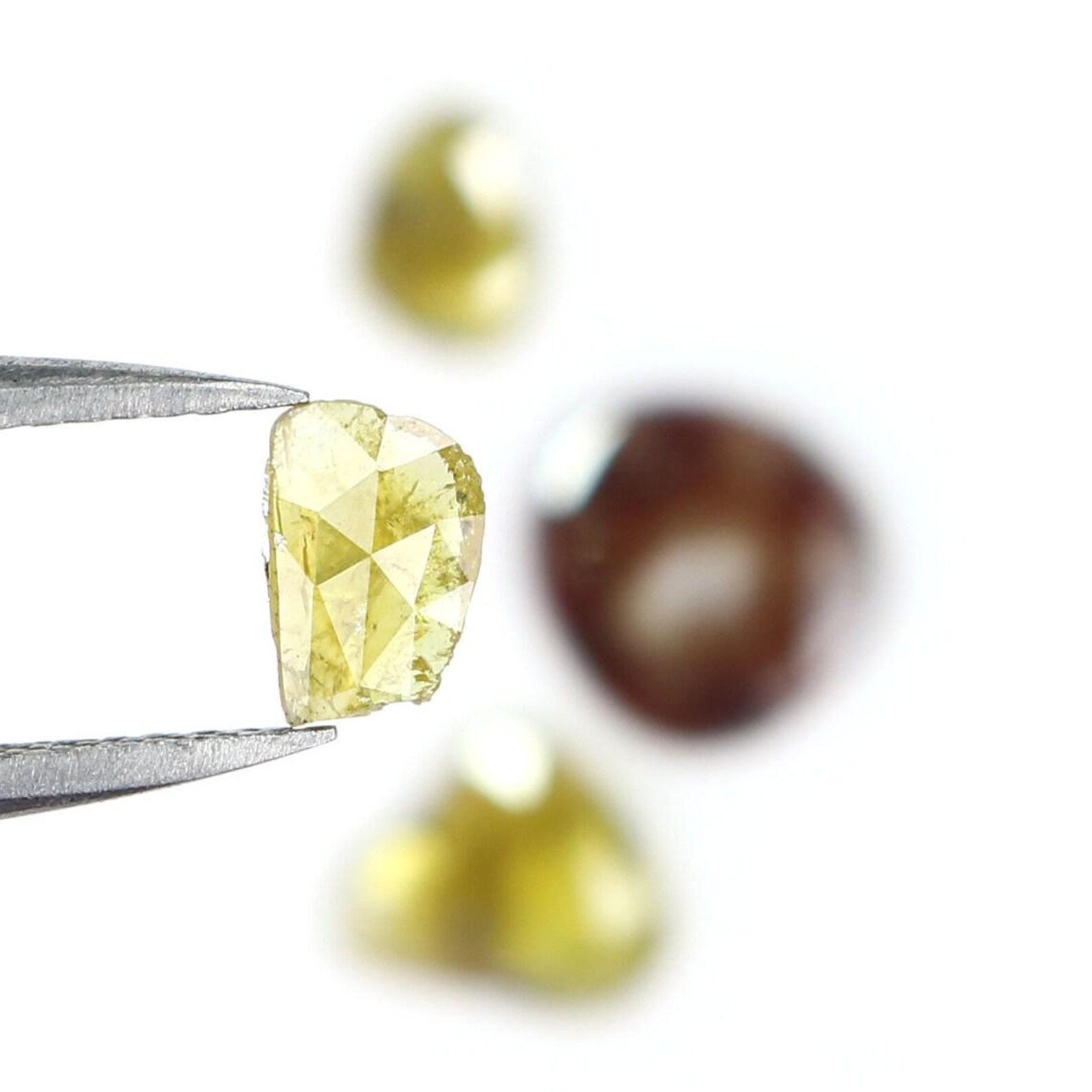1.23 Ct Natural Loose Slice Shape Diamond Yellow Color Slice Diamond 5.15 MM Natural Loose Diamond Brown Color Slice Rose Cut Diamond NQ2090