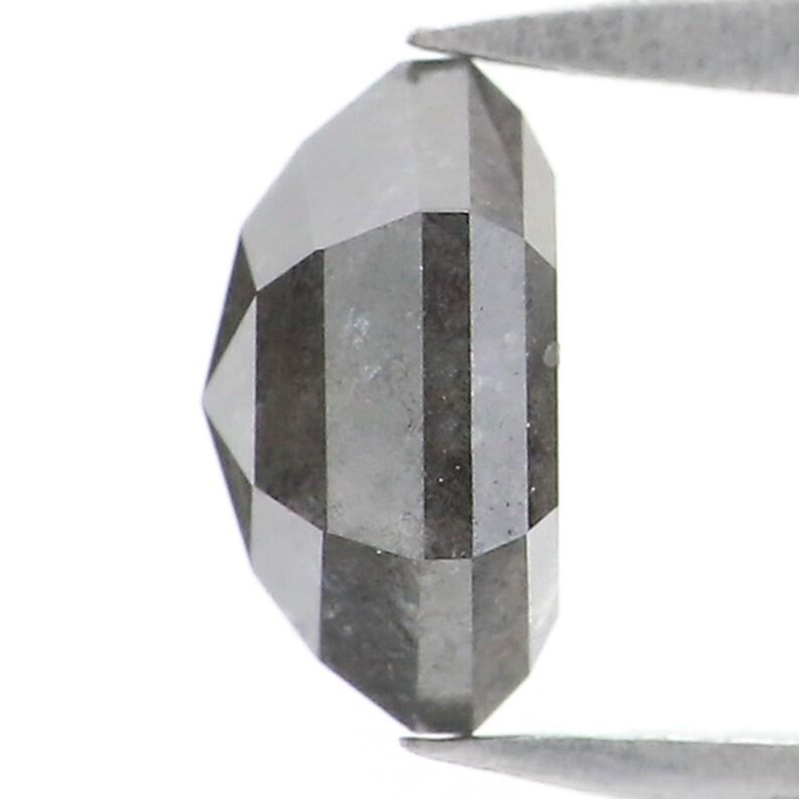 0.87 CT Natural Loose Hexagon Shape Diamond Salt And Pepper Hexagon Diamond 6.40 MM Natural Black Grey Color Hexagon Rose Cut Diamond NQ2093