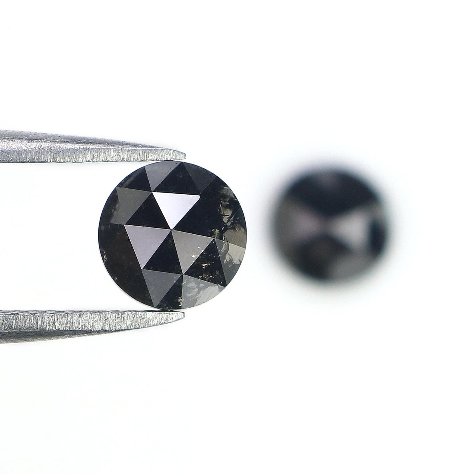2.49 Ct Natural Loose Round Shape Pair Diamond Black Color Round Diamond 6.65 MM Natural Diamond Black Color Round Rose Cut Diamond NQ1715