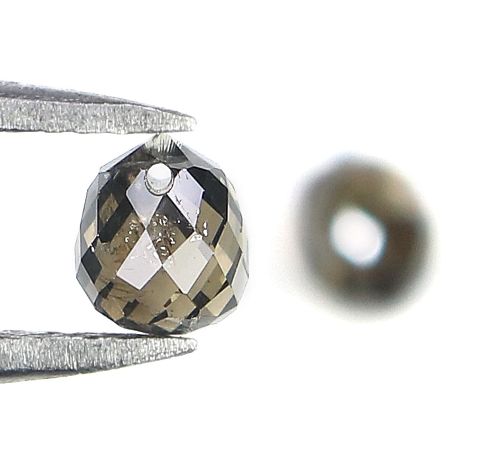 1.06 Ct Natural Loose Briolette Shape Diamond Brown Color Drop Diamond 4.40 MM Natural Loose Black Color Briolette Rose Cut Diamond NQ847