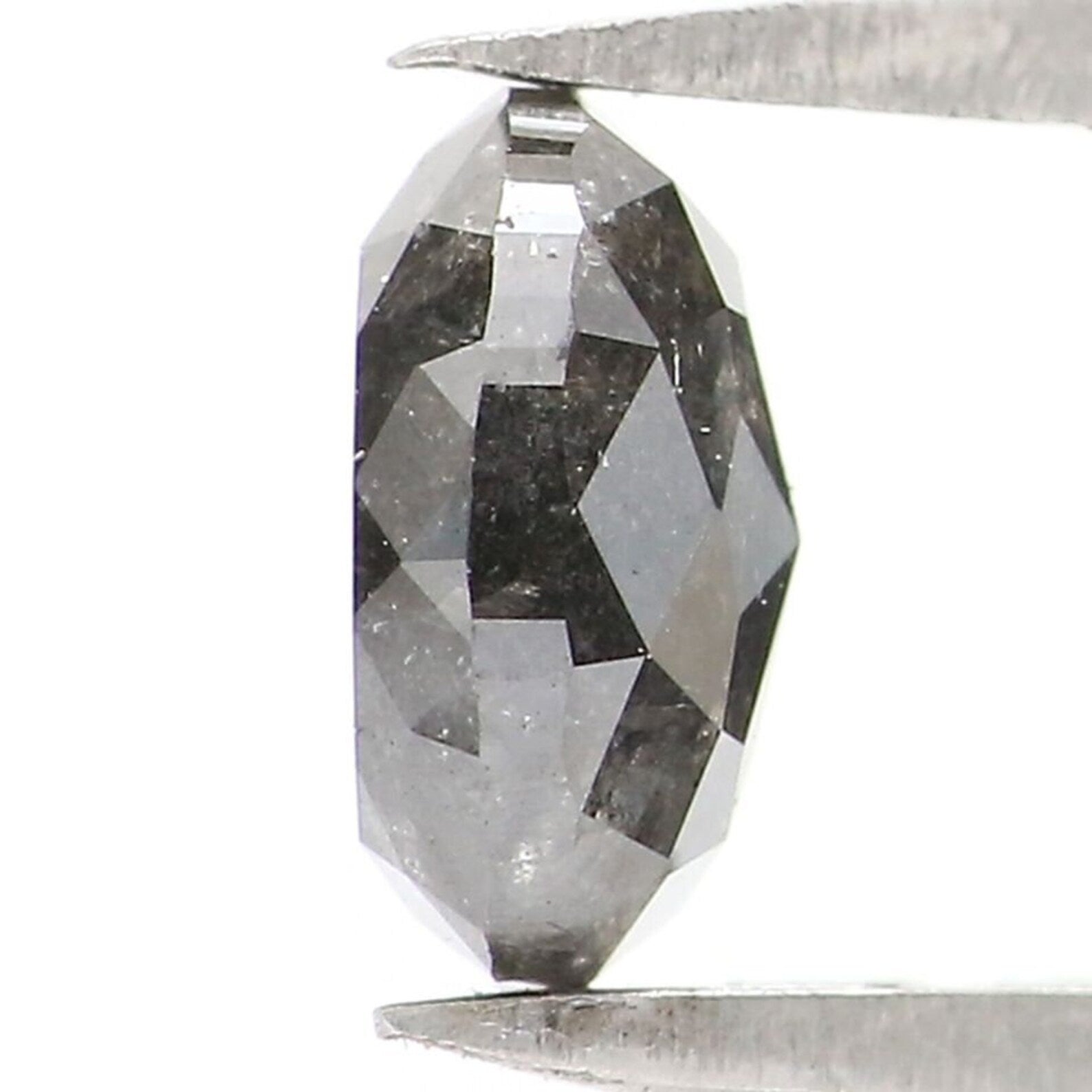 1.12 Ct Natural Loose Oval Shape Diamond Salt And Pepper Oval Diamond 6.60 MM Natural Black Grey Color Oval Rose Cut Diamond QN2360