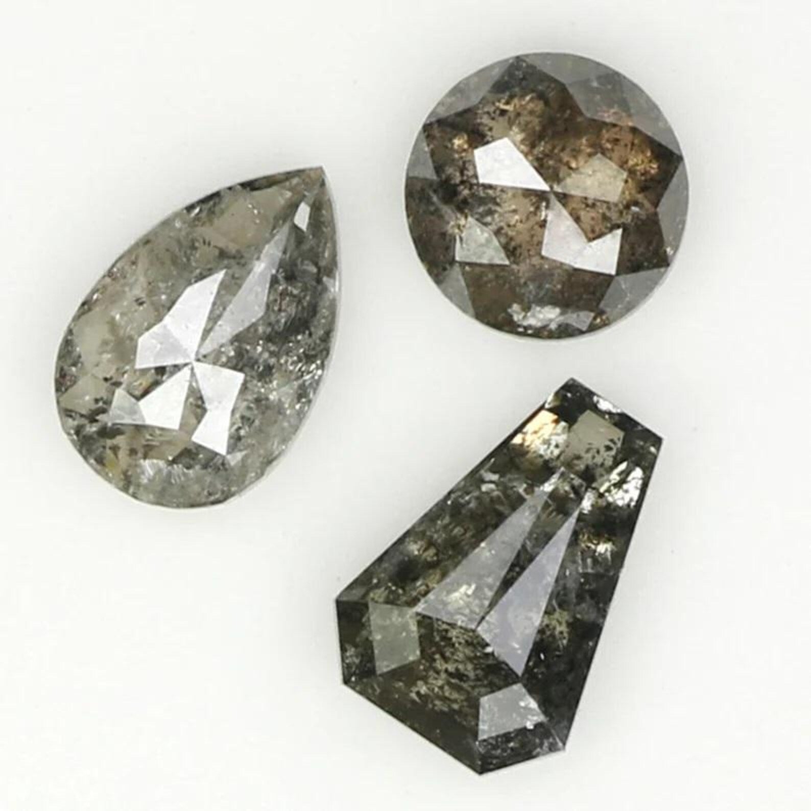1.13 Ct Natural Loose Mix Shape Diamond Salt And Pepper Mix Shape Diamond 4.25 MM Natural Black Grey Color Mix Shape Rose Cut Diamond QN1250