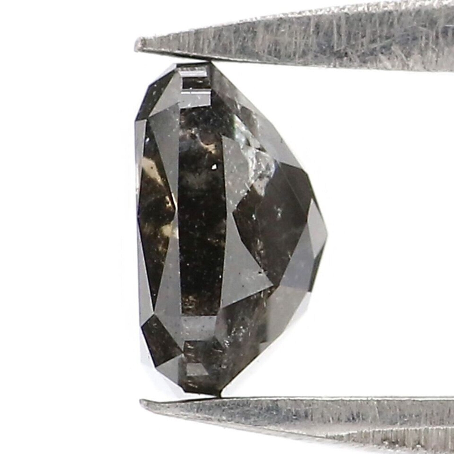 0.88 Ct Natural Loose Cushion Shape Diamond Salt And Pepper Cushion Diamond 5.40 MM Natural Black Grey Color Cushion Rose Cut Diamond NQ1133