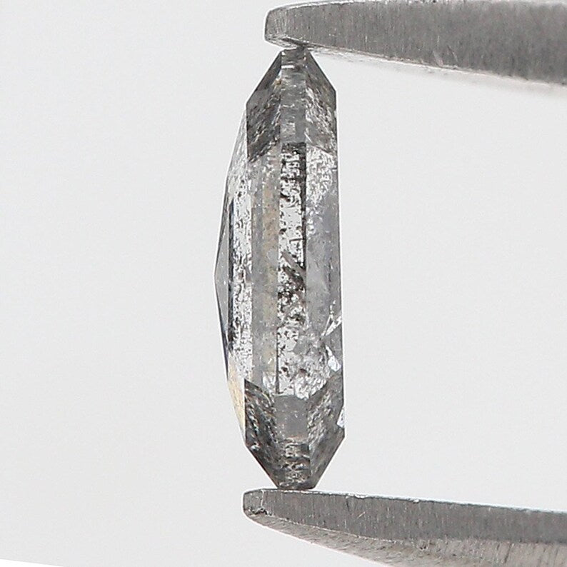 0.46 Ct Natural Loose Hexagon Shape Diamond Salt And Pepper Hexagon Diamond 6.75 MM Natural Black Grey Color Hexagon Rose Cut Diamond QN2139