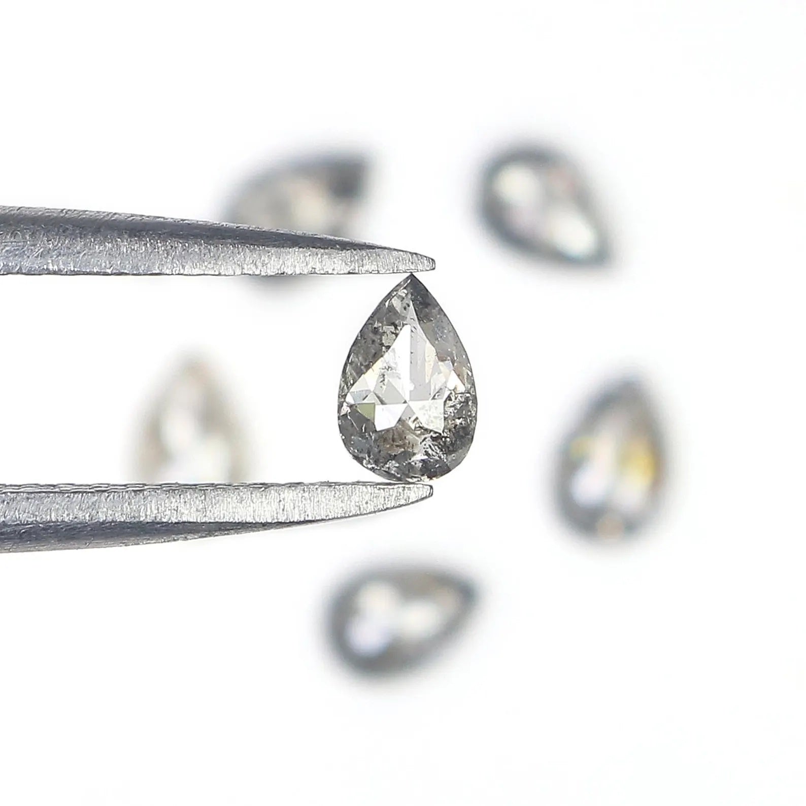 1.15 CT Natural Loose Pear Shape Diamond Salt And Pepper Pear Diamond 4.45 MM Natural Diamond Black Grey Color Pear Rose Cut Diamond NQ1326
