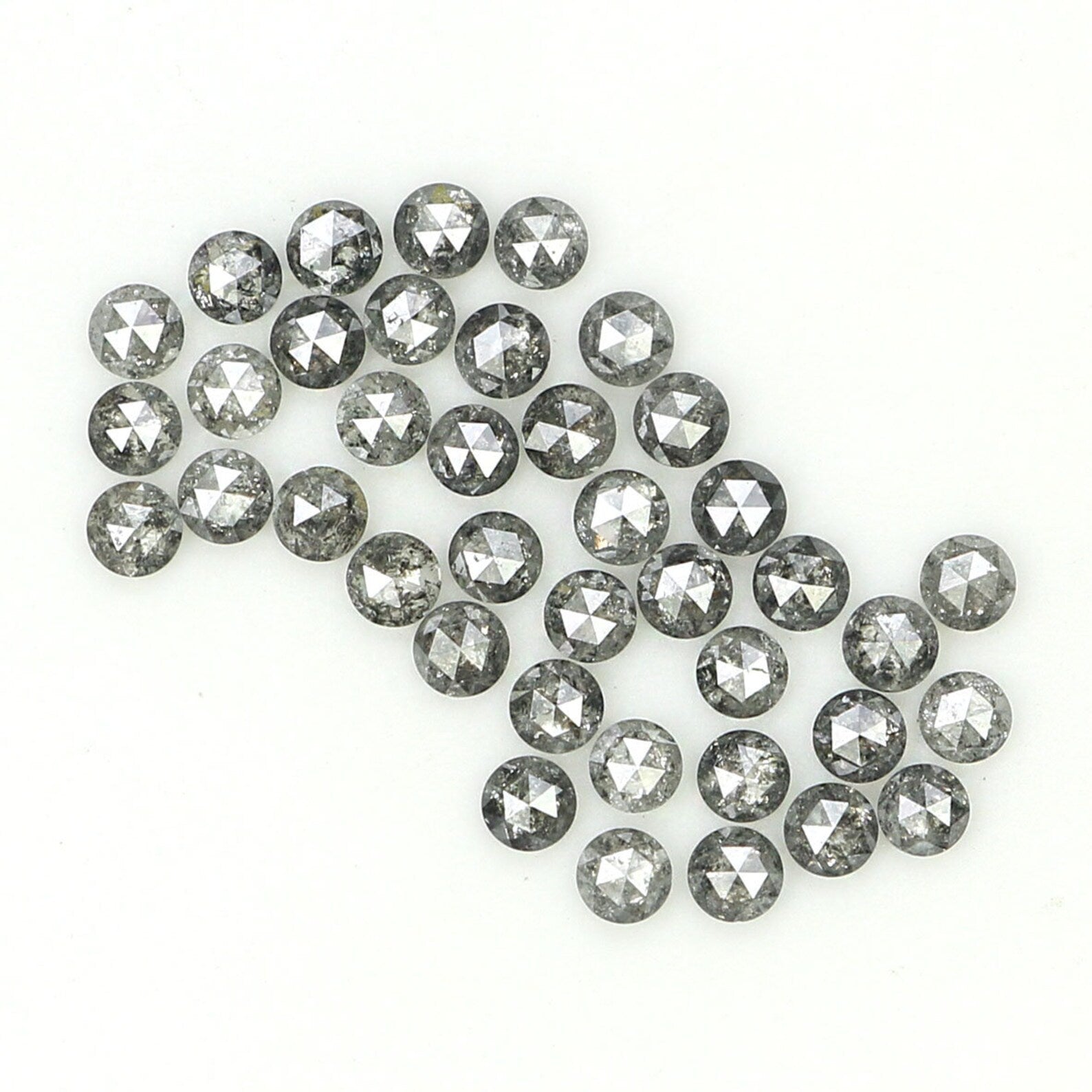 1.02 CT Natural Loose Rose Cut Diamond Salt And Pepper Diamond Black Grey Color 1.70 MM Natural Loose Round Rose Cut Shape Diamond N1561