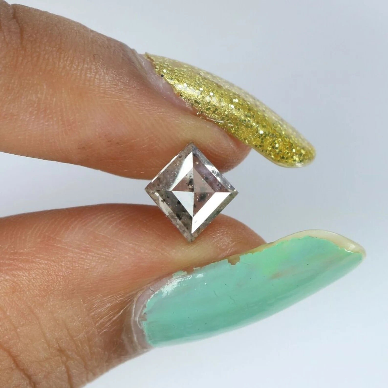 1.34 CT Natural Loose Kite Shape Diamond Salt And Pepper Kite Cut Diamond 8.60 MM Natural Loose Diamond Black Grey Kite Shape Diamond QN195