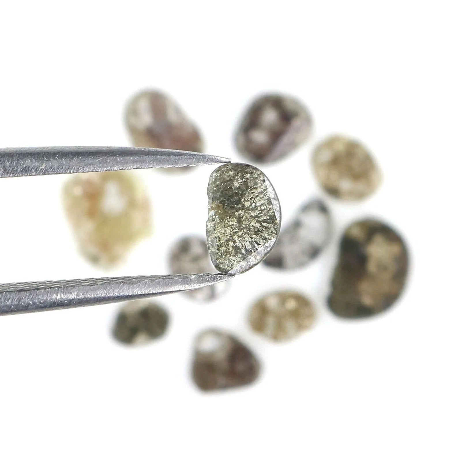 2.70 CT Natural Loose Slice Cut Diamond Salt And Pepper Slice Diamond 4.10 MM Natural Black Grey Color Diamond Slice Rose Cut Diamond NQ2092