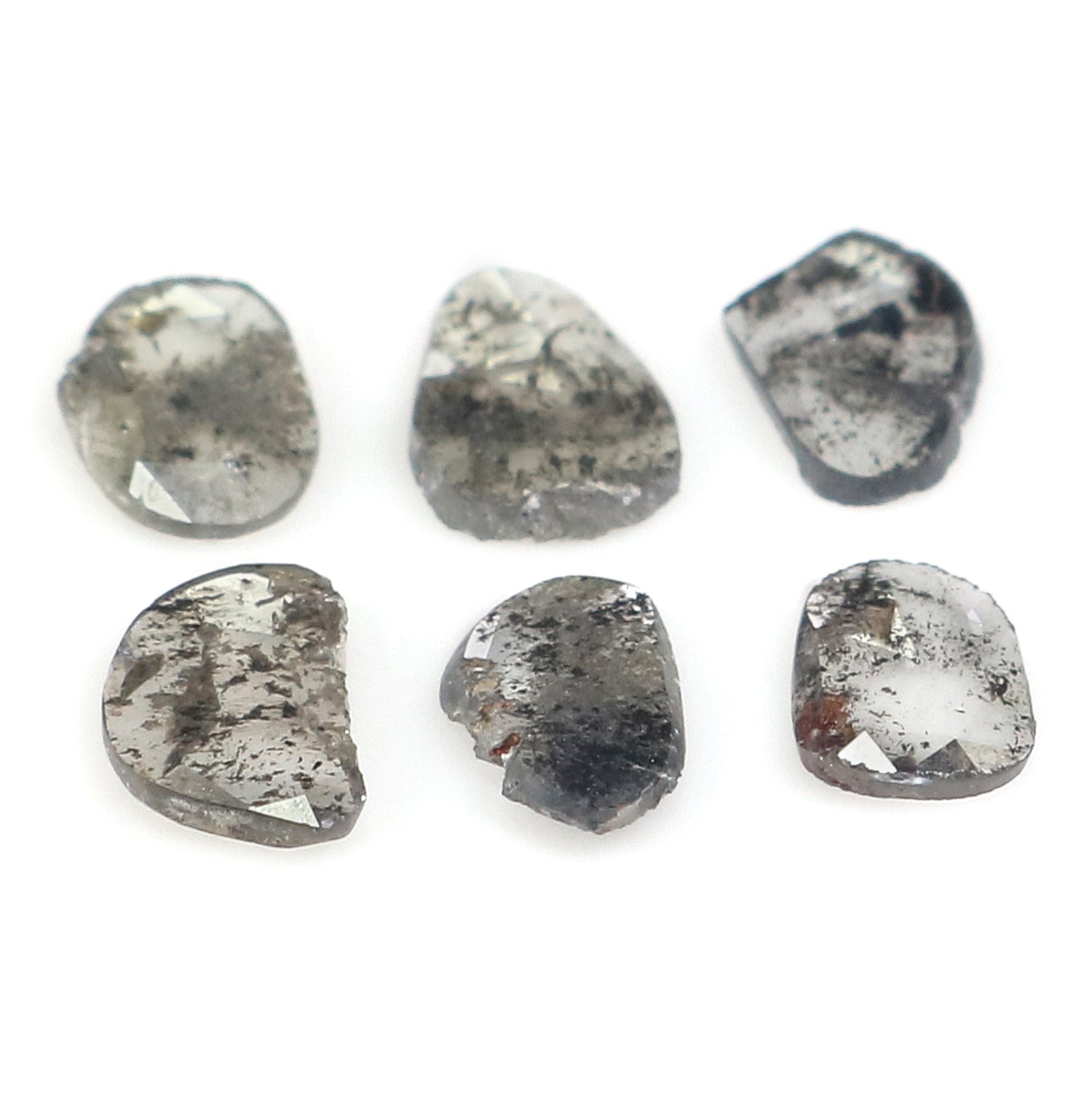 0.99 CT Natural Loose Slice Shape Diamond Salt And Pepper Slice Cut Diamond 5.70 MM Natural Black Grey Diamond Irregular Cut Diamond L3470