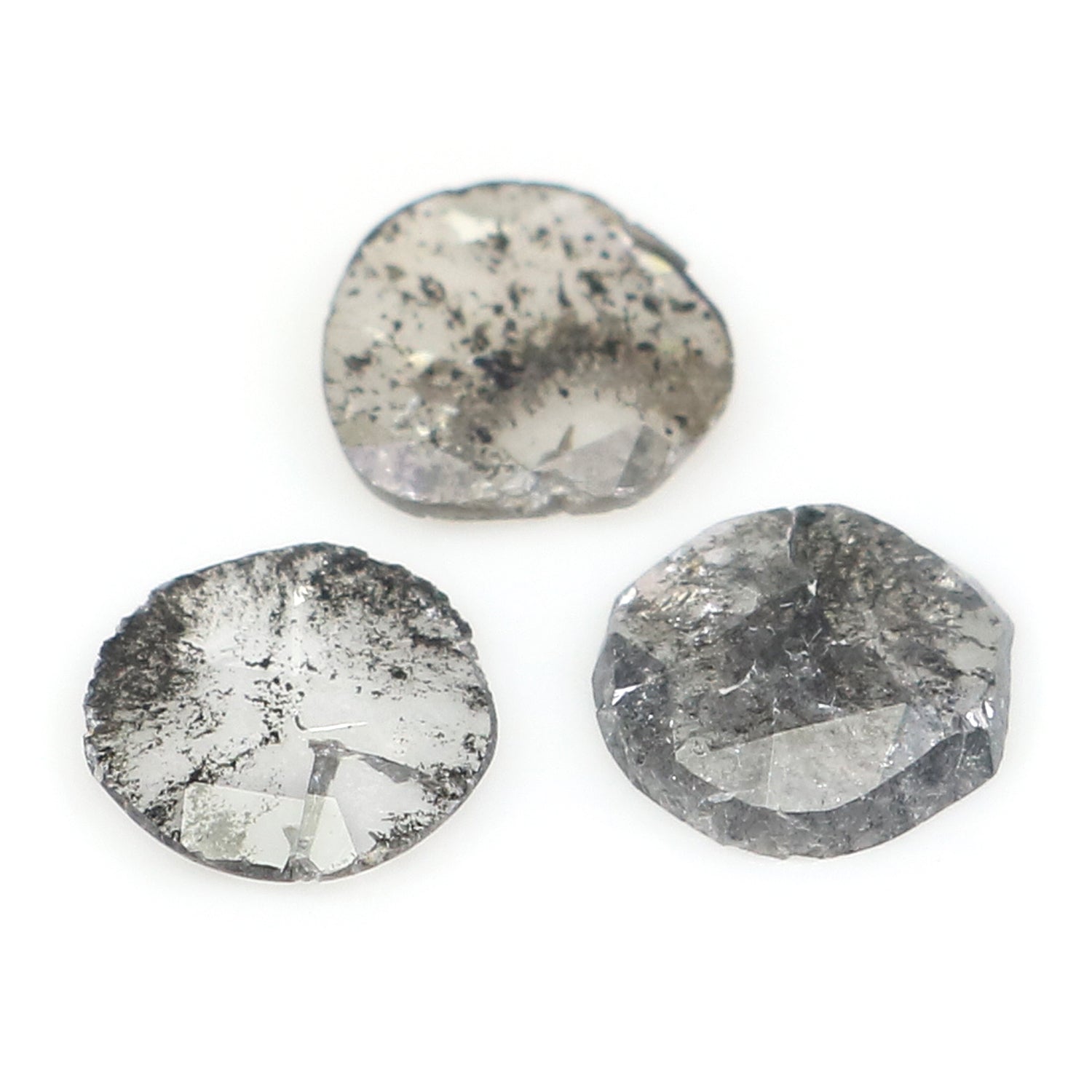 0.97 CT Natural Loose Slice Shape Diamond Salt And Pepper Slice Cut Diamond 6.35 MM Natural Black Grey Diamond Irregular Cut Diamond L3472