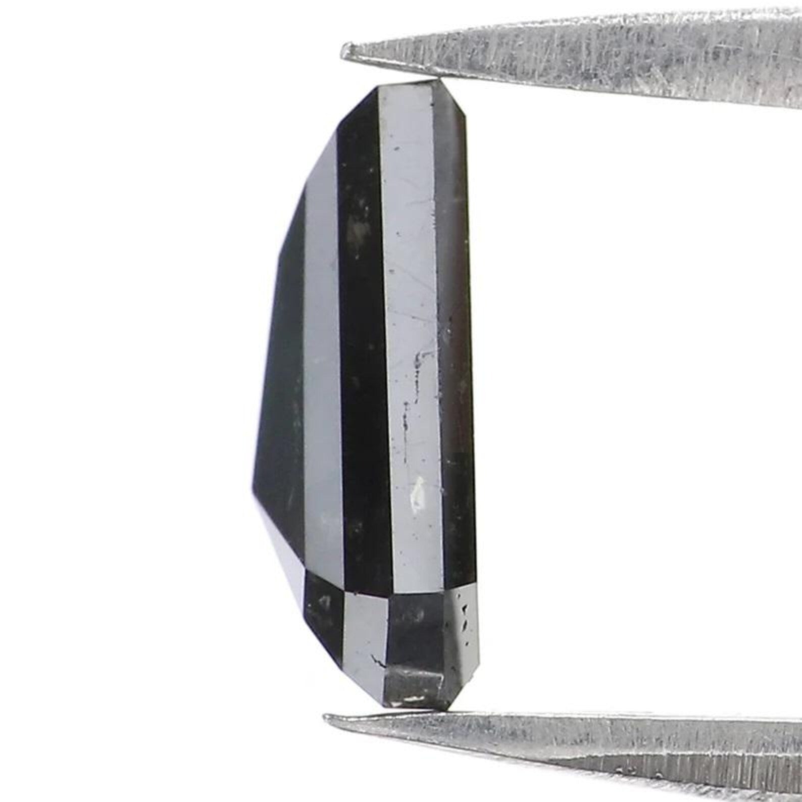 1.25 CT Natural Loose Coffin Shape Diamond Black Color Coffin Cut Diamond 8.40 MM Natural Loose Black Color Coffin Rose Cut Diamond NQ2475