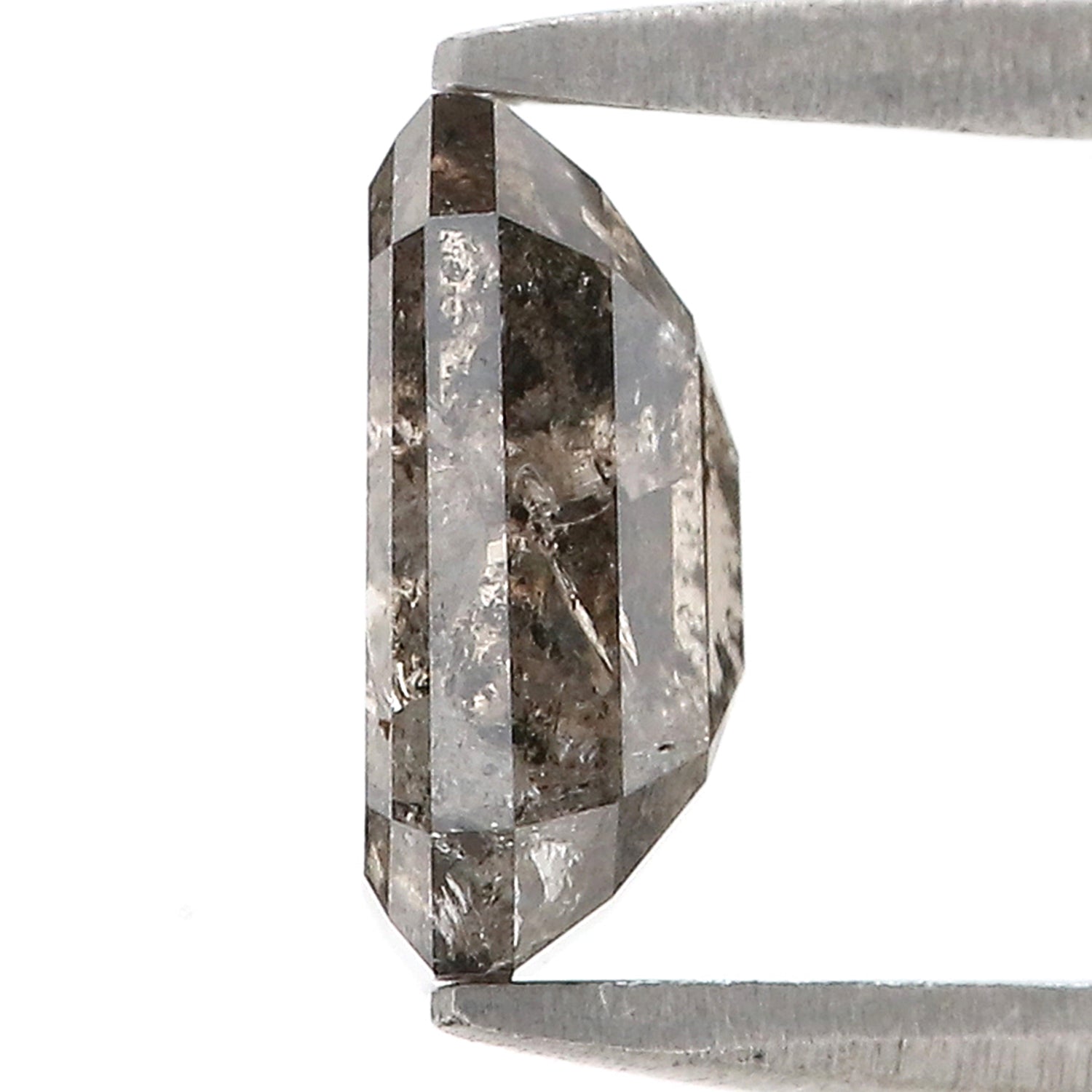 1.76 CT Natural Loose Emerald Shape Diamond Salt And Pepper Emerald Diamond 8.15 MM Natural Black Grey Color Emerald Rose Cut Diamond L3449
