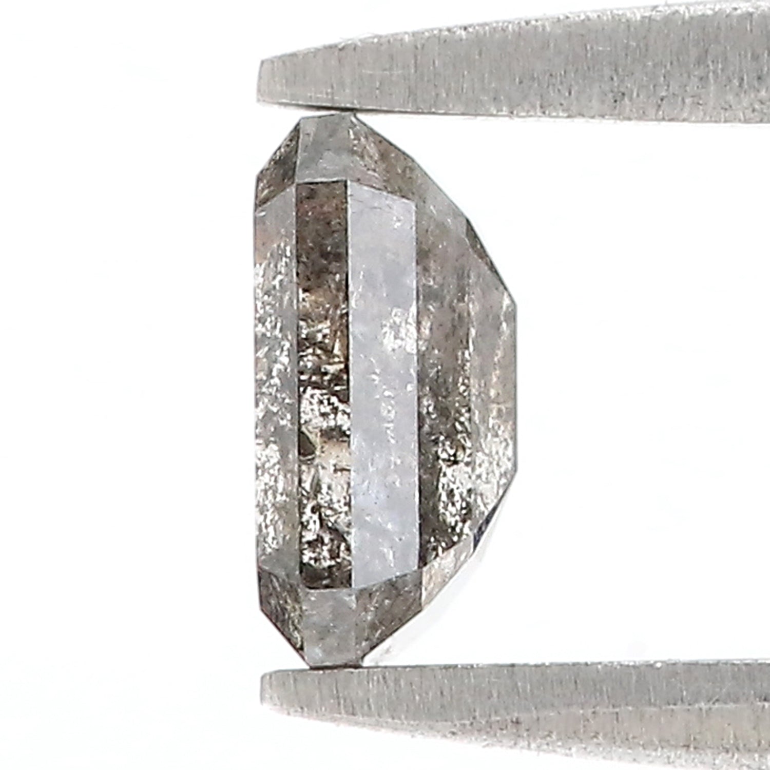 0.90 Ct Natural Loose Emerald Shape Diamond Salt And Pepper Emerald Diamond 6.30 MM Natural Black Grey Color Emerald Rose Cut Diamond N2627