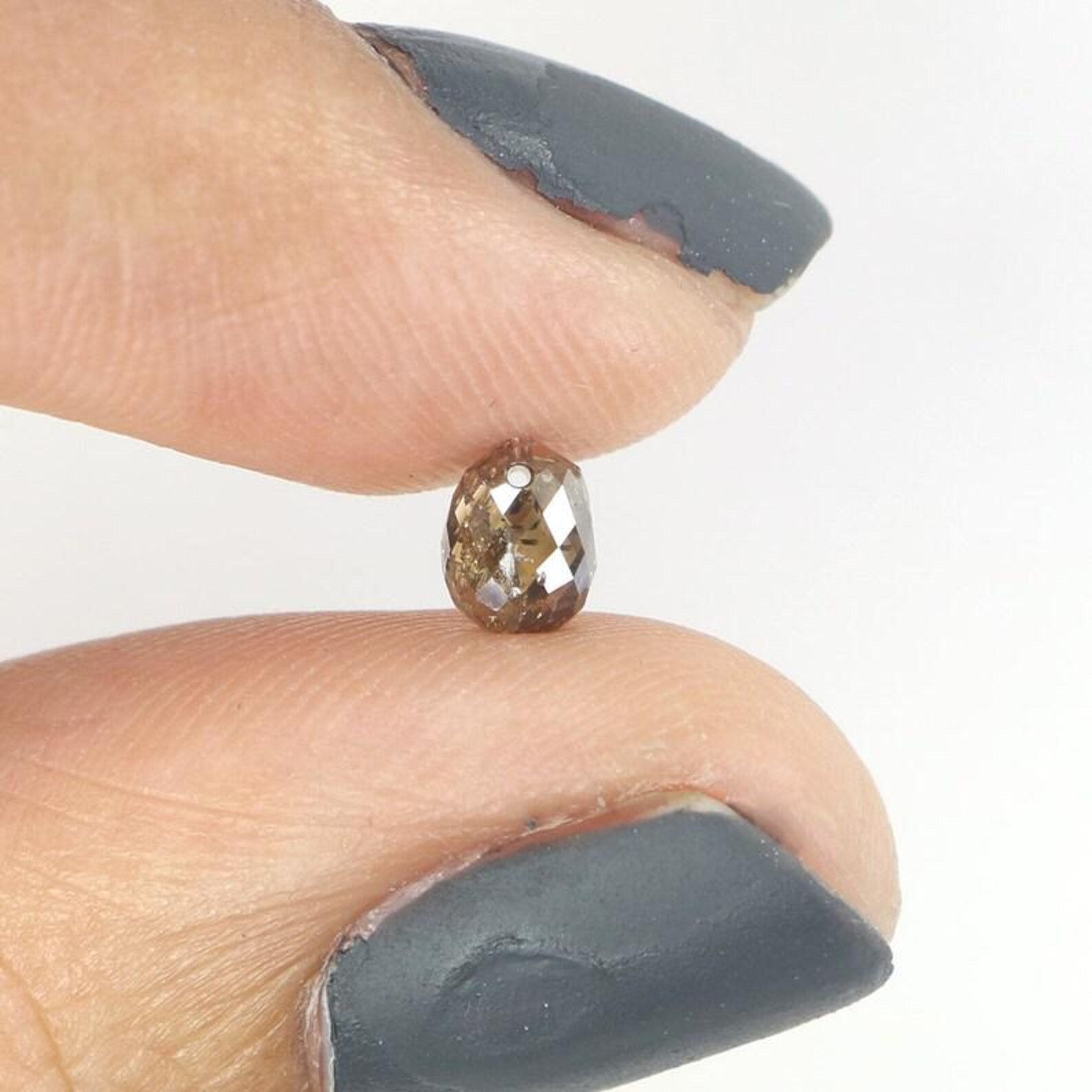 0.67 CT Natural Loose Briolette Shape Diamond Brown Color Drop Cut Diamond 5.30 MM Natural Brown Color Briolette Rose Cut Diamond NQ464