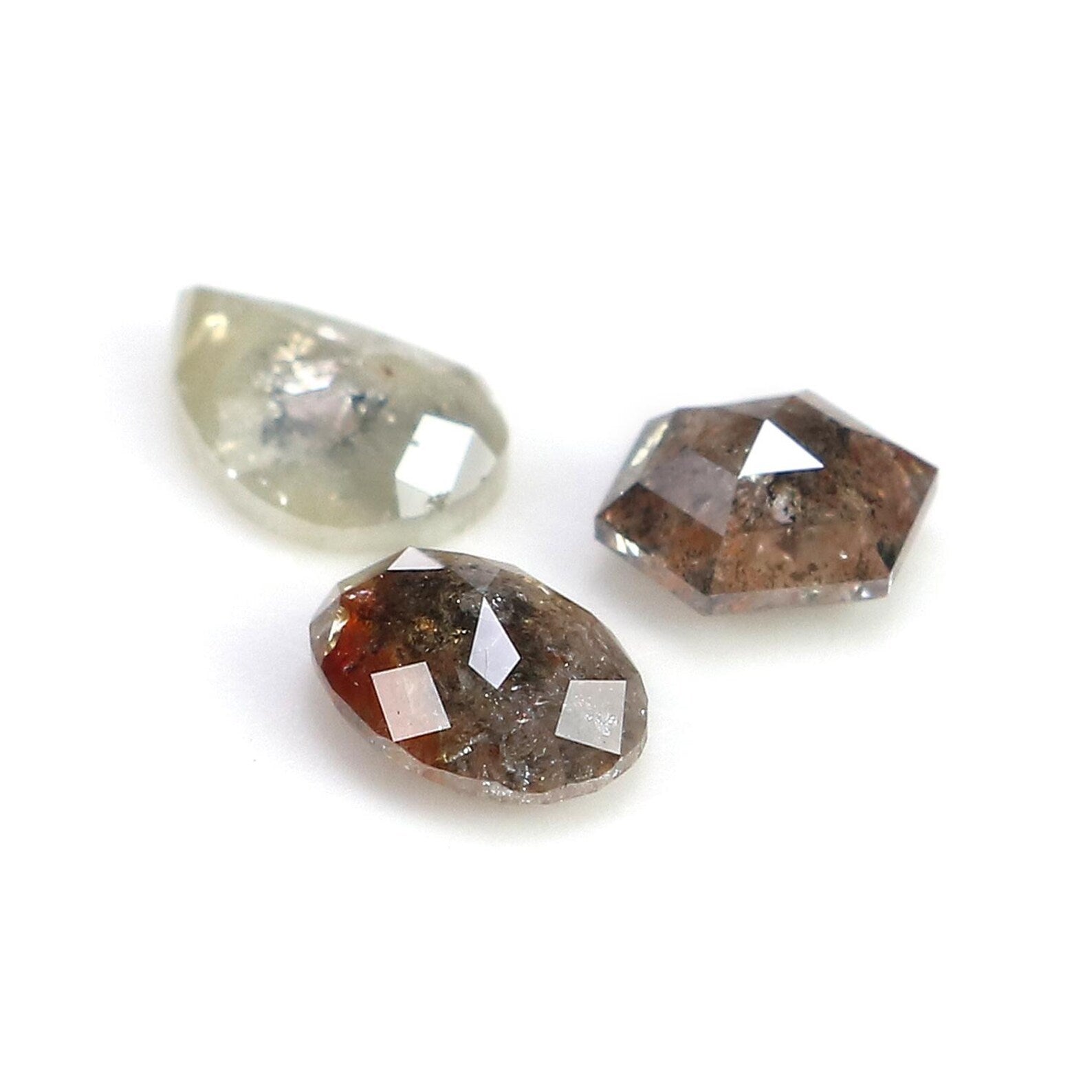 1.27 CT Natural Loose Mix Shape Diamond Brown Grey Color Mix Shape Diamond 6.25 MM Natural Loose Diamond Mix Shape Rose Cut Diamond NQ2204