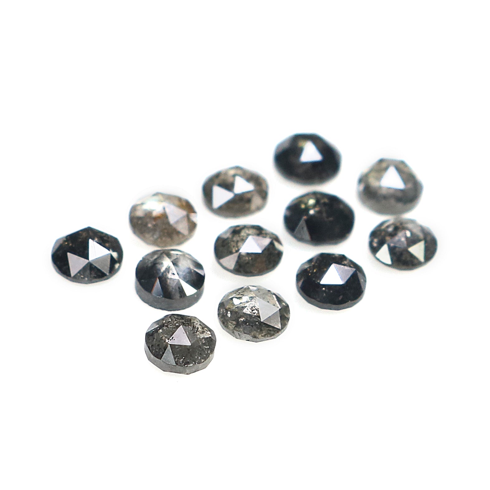 0.91 Ct Natural Loose Round Rose Cut Diamond Salt And Pepper Round Diamond 2.50 MM Natural Black Grey Color Round Rose Cut Diamond LQ7993