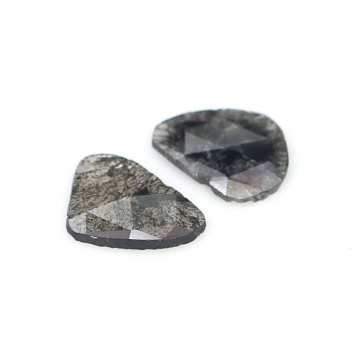 0.92 CT Natural Loose Slice Shape Diamond Salt And Pepper Slice Uncut Diamond 8.65 MM Natural Black Grey Diamond Irregular Cut Diamond L3611