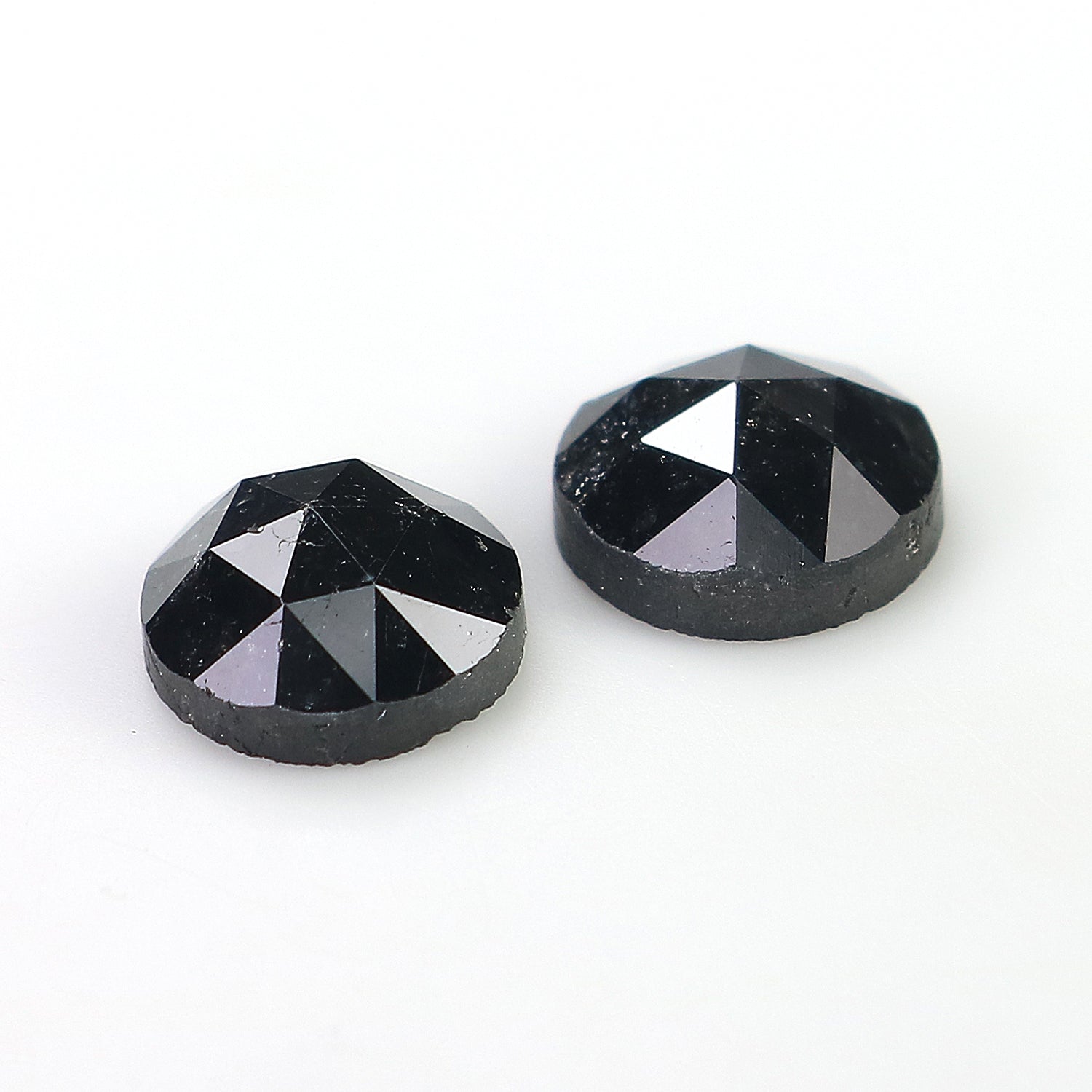 3.01 CT Natural Loose Round Rose Cut Pair Diamond Black Color Round Shape Diamond 6.95 MM Natural Black Color Round Rose Cut Diamond LQ1691