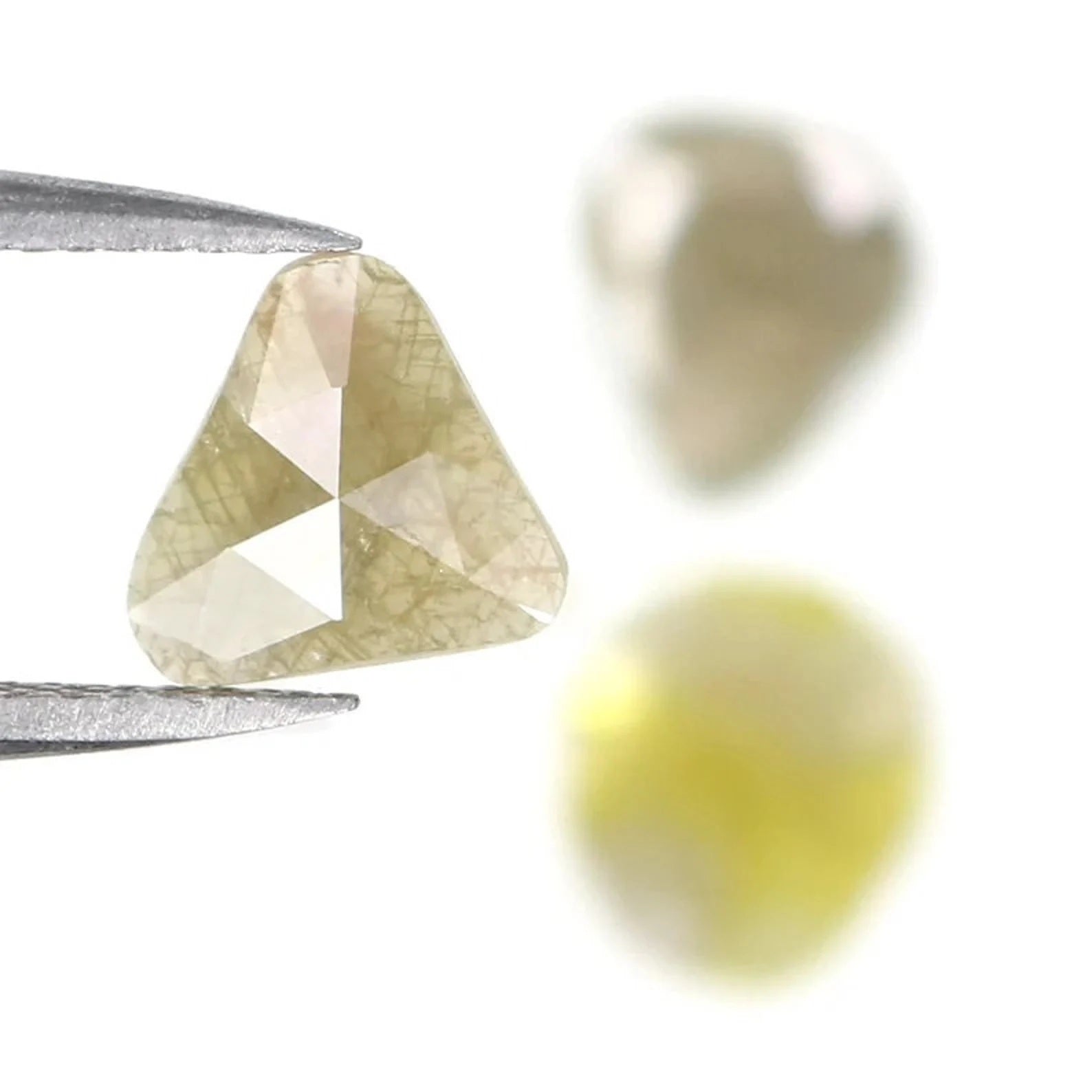 1.58 CT Natural Loose Slice Shape Diamond Yellow Color Irregular Cut Diamond 7.85 MM Natural Loose Gray Color Slice Rose Cut Diamond NQ2208