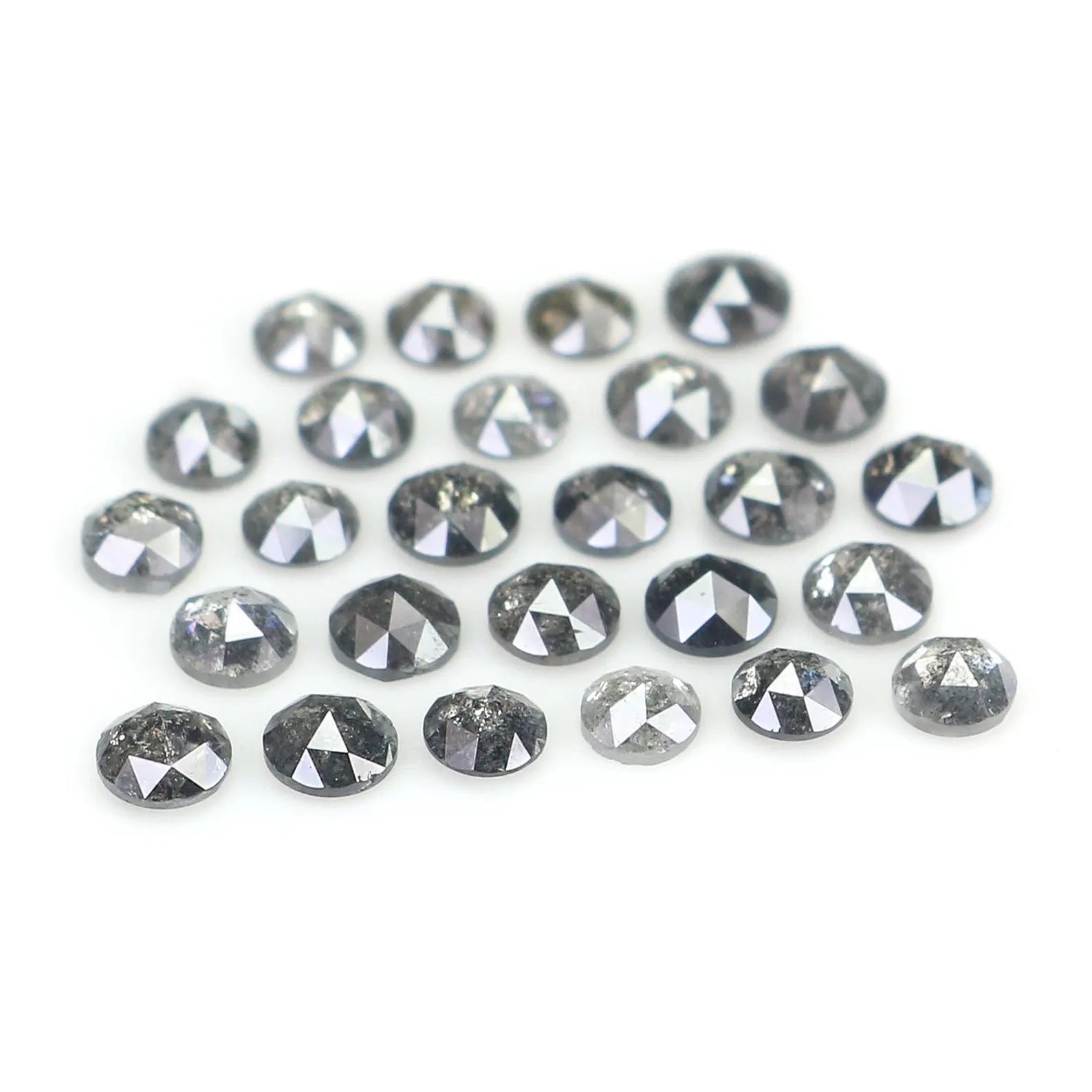 1.38 CT Natural Loose Round Shape Diamond Salt And Pepper Round Diamond 2.10 MM Natural Loose Black Grey Color Round Rose Cut Diamond NQ1843