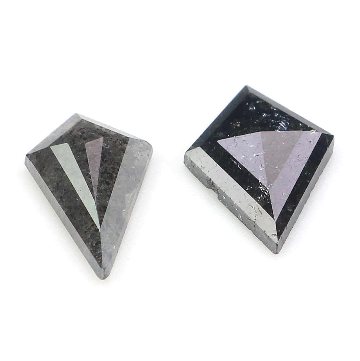 1.11 CT Natural Loose Kite Cut Pair Diamond Salt And Pepper Kite Shape Diamond 9.50 MM Natural Black Grey Color Kite Rose Cut Diamond N2604