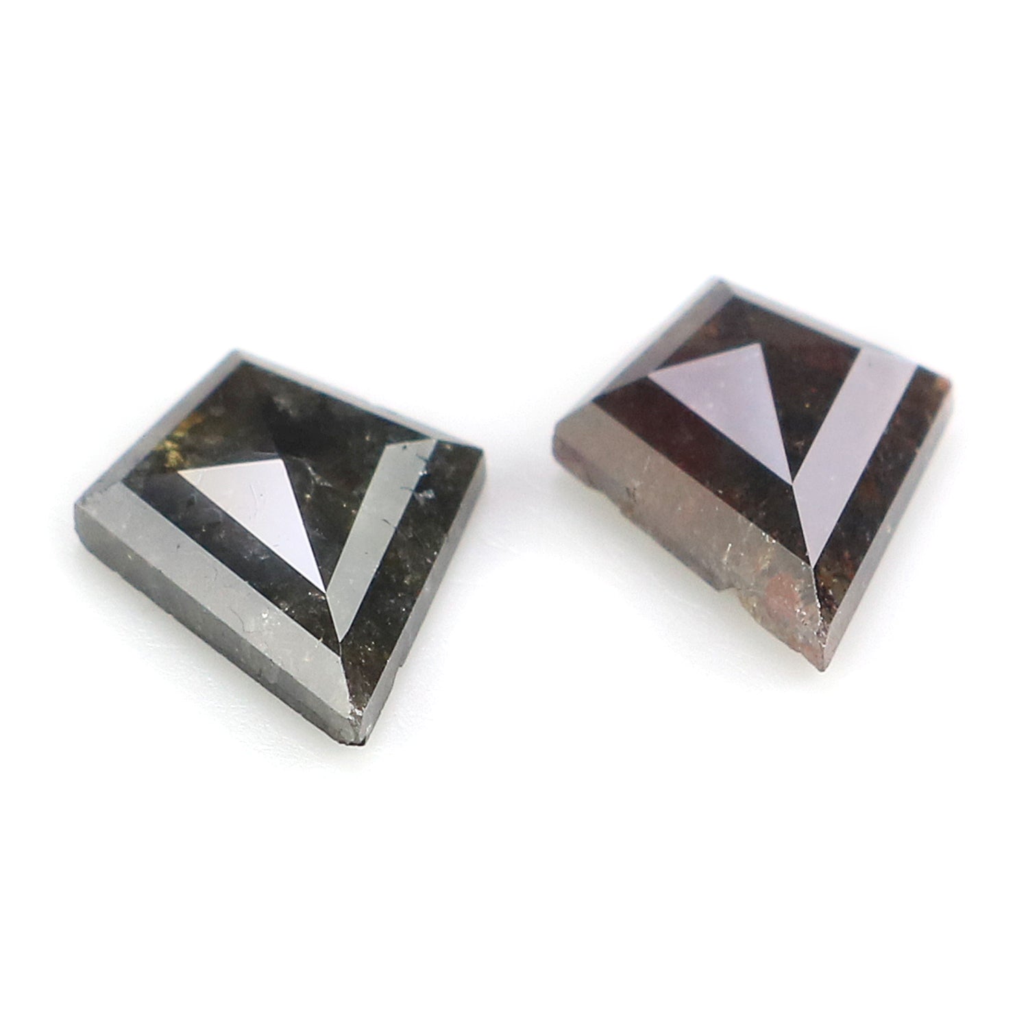 1.44 CT Natural Loose Kite Cut Pair Diamond Salt And Pepper Kite Diamond 9.00 MM Natural Loose Black Brown Color Kite Rose Cut Diamond L3448