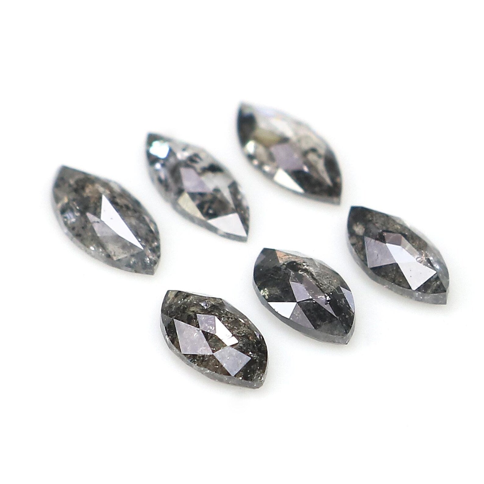 0.91 CT Natural Loose Marquise Cut Diamond Salt And Pepper Marquise Diamond 5.95 MM Black Grey Color Marquise Shape Rose Cut Diamond NQ2227