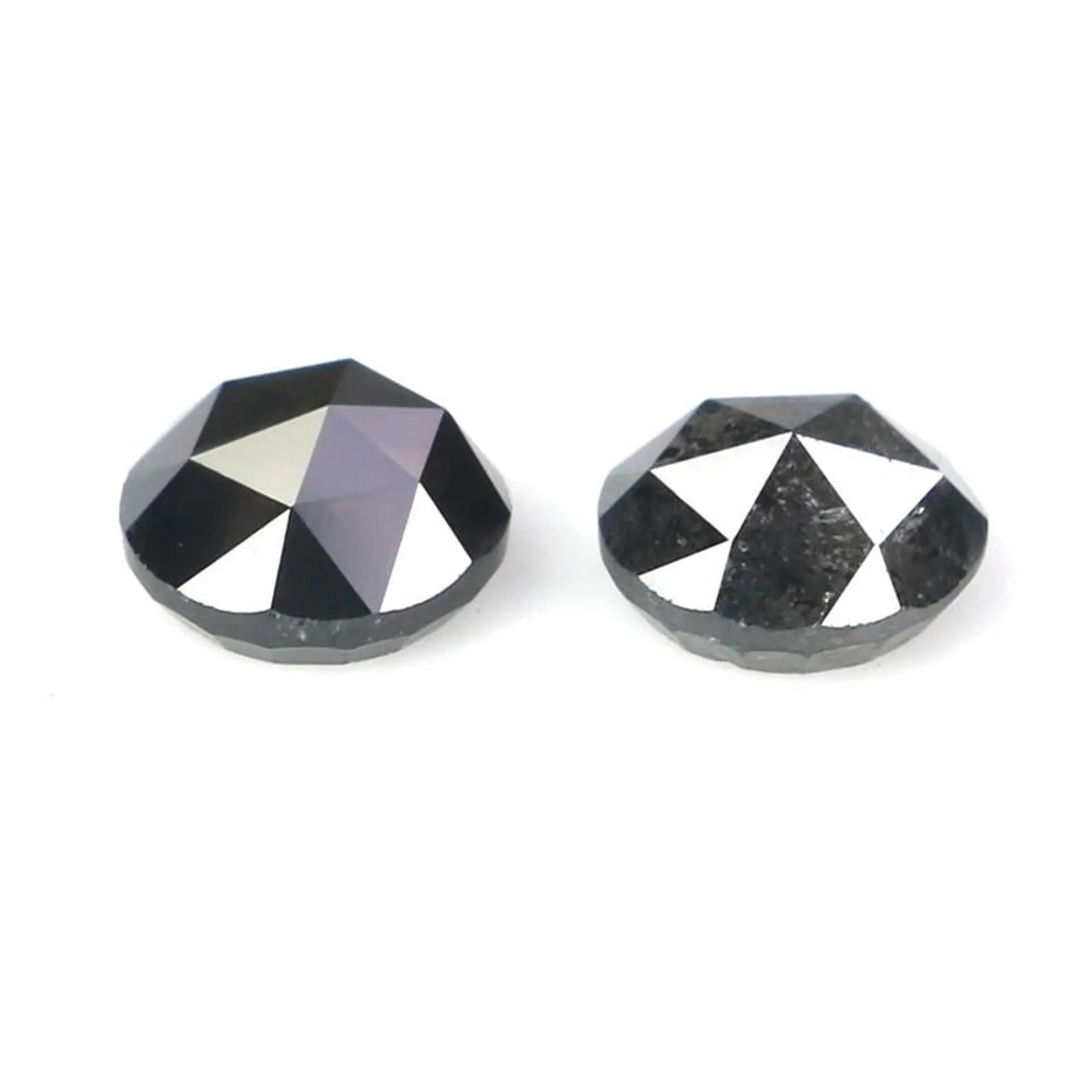 0.74 Ct Natural Loose Round Shape Pair Diamond Salt And Pepper Round Diamond 4.40 MM Natural Black Gray Color Round Rose Cut Diamond NQ2342