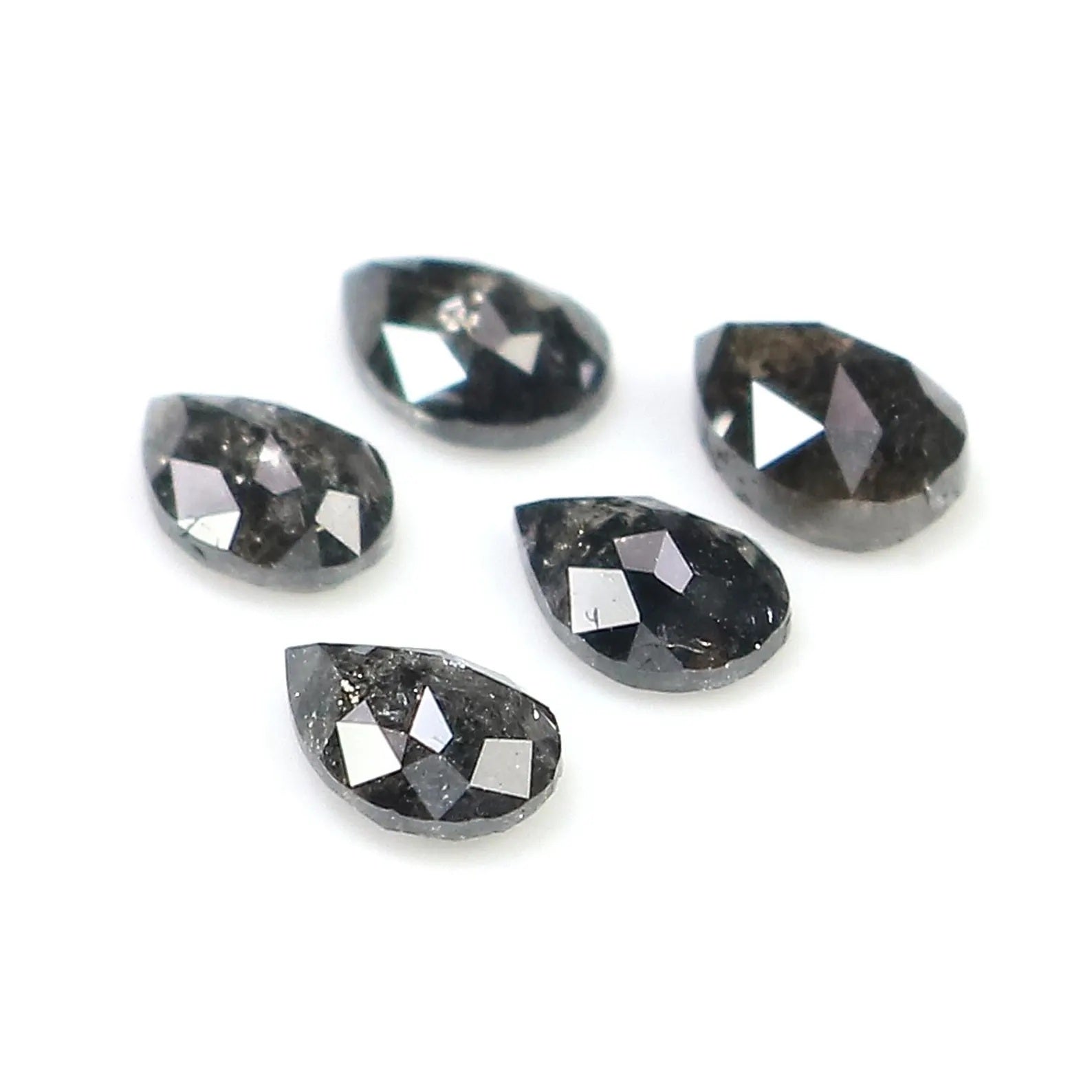 0.94 CT Natural Loose Pear Diamond Salt And Pepper Diamond 4.20 MM Natural Loose Diamond Black Grey Color Pear Shape Rose Cut Diamond NQ1568