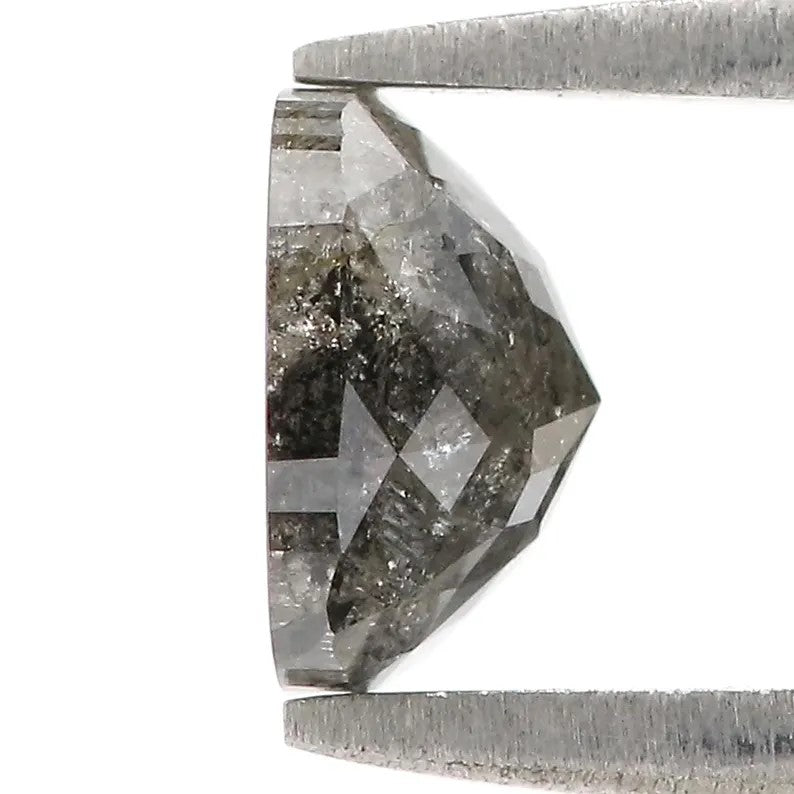 1.56 CT Natural Loose Cushion Shape Diamond Salt And Pepper Cushion Diamond 7.10 MM Natural Black Gray Color Cushion Rose Cut Diamond NQ9401