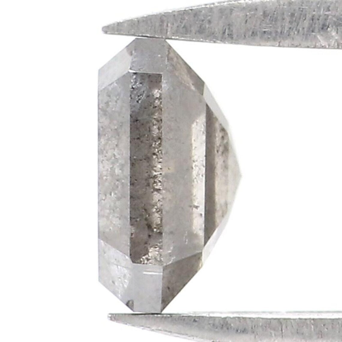 0.67 Ct Natural Loose Emerald Shape Diamond Salt And Pepper Emerald Diamond 5.20 MM Natural Black Grey Color Emerald Rose Cut Diamond NQ8706