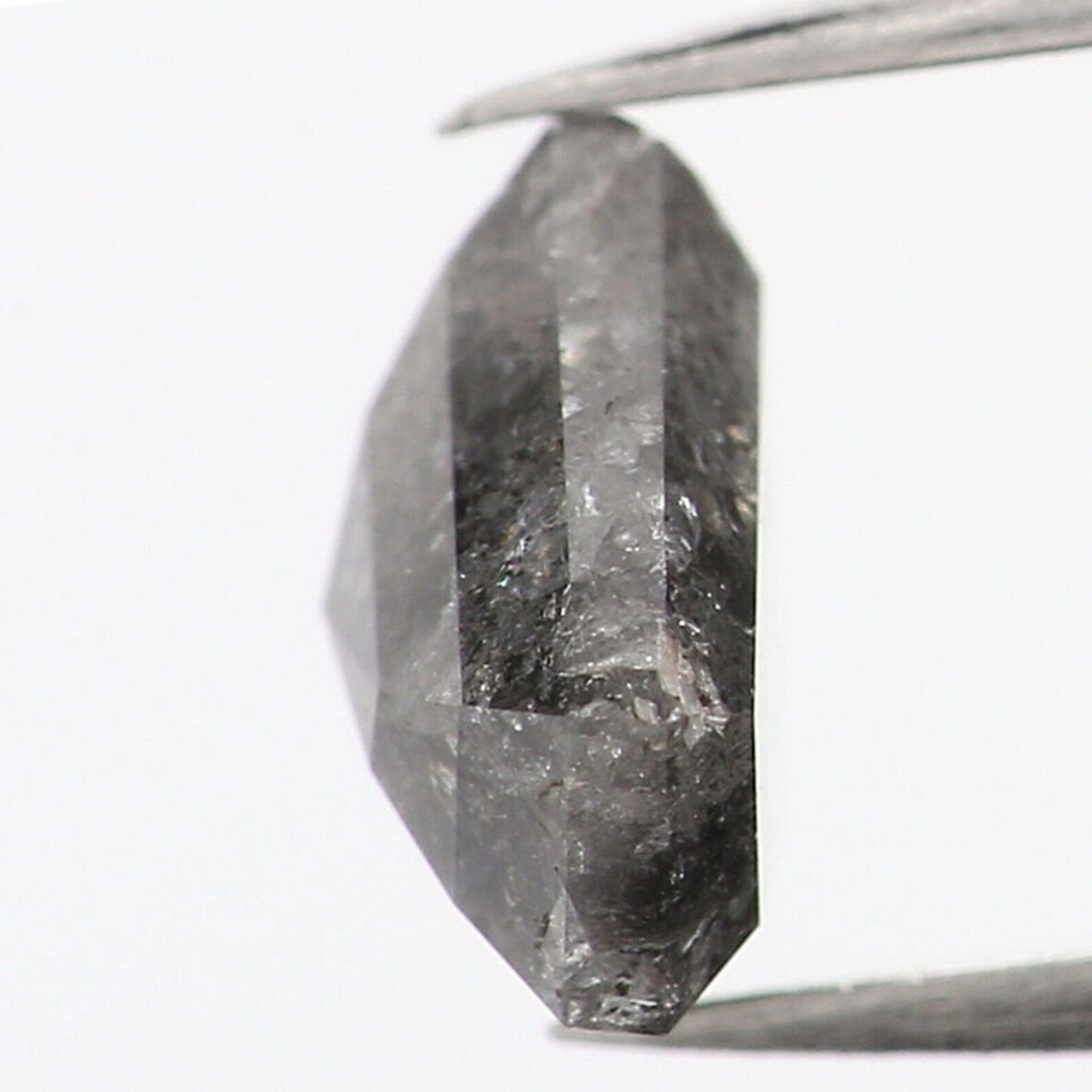 0.89 Ct Natural Loose Shield Shape Diamond Salt And Pepper Shield Diamond 5.80 MM Natural Black Grey Color Shield Rose Cut Diamond QN1226