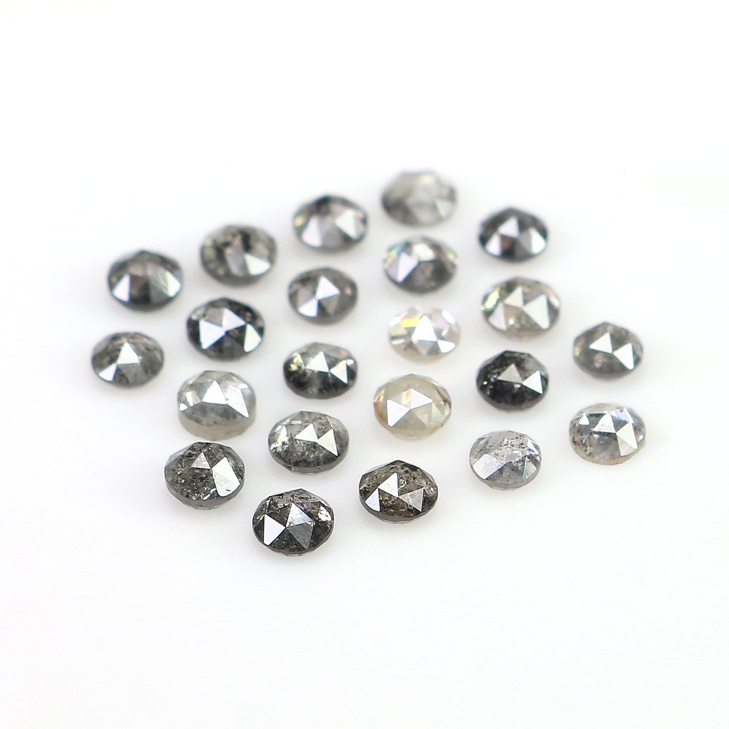 1.34 Ct Natural Loose Round Rose Cut Diamond Salt And Pepper Round Shape Diamond 2.10 MM Natural Black Grey Round Rose Cut Diamond LQ2771
