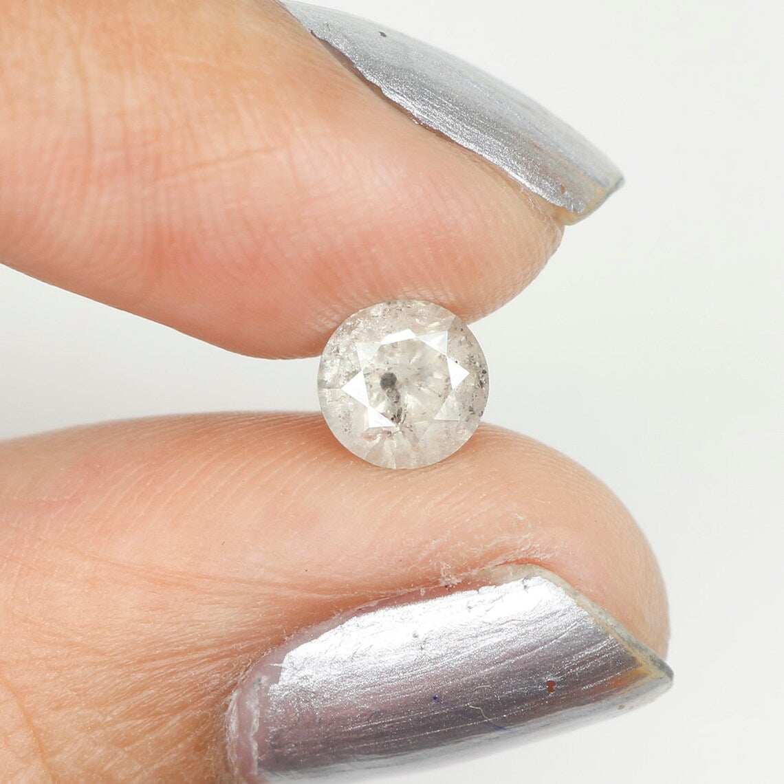 0.81 Ct Natural Loose Diamond Round Milky Grey Color 5.75 MM N487