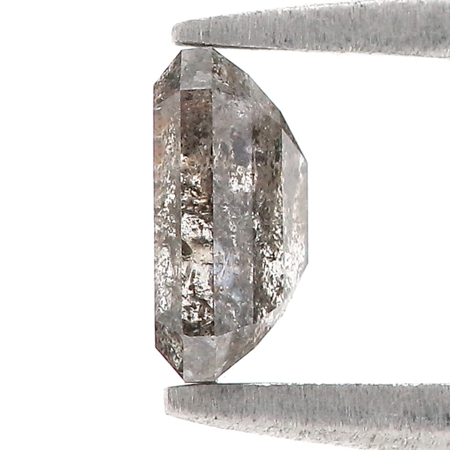 0.90 CT Natural Loose Emerald Shape Diamond Salt And Pepper Emerald Diamond 6.30 MM Natural Black Grey Color Emerald Rose Cut Diamond L3416
