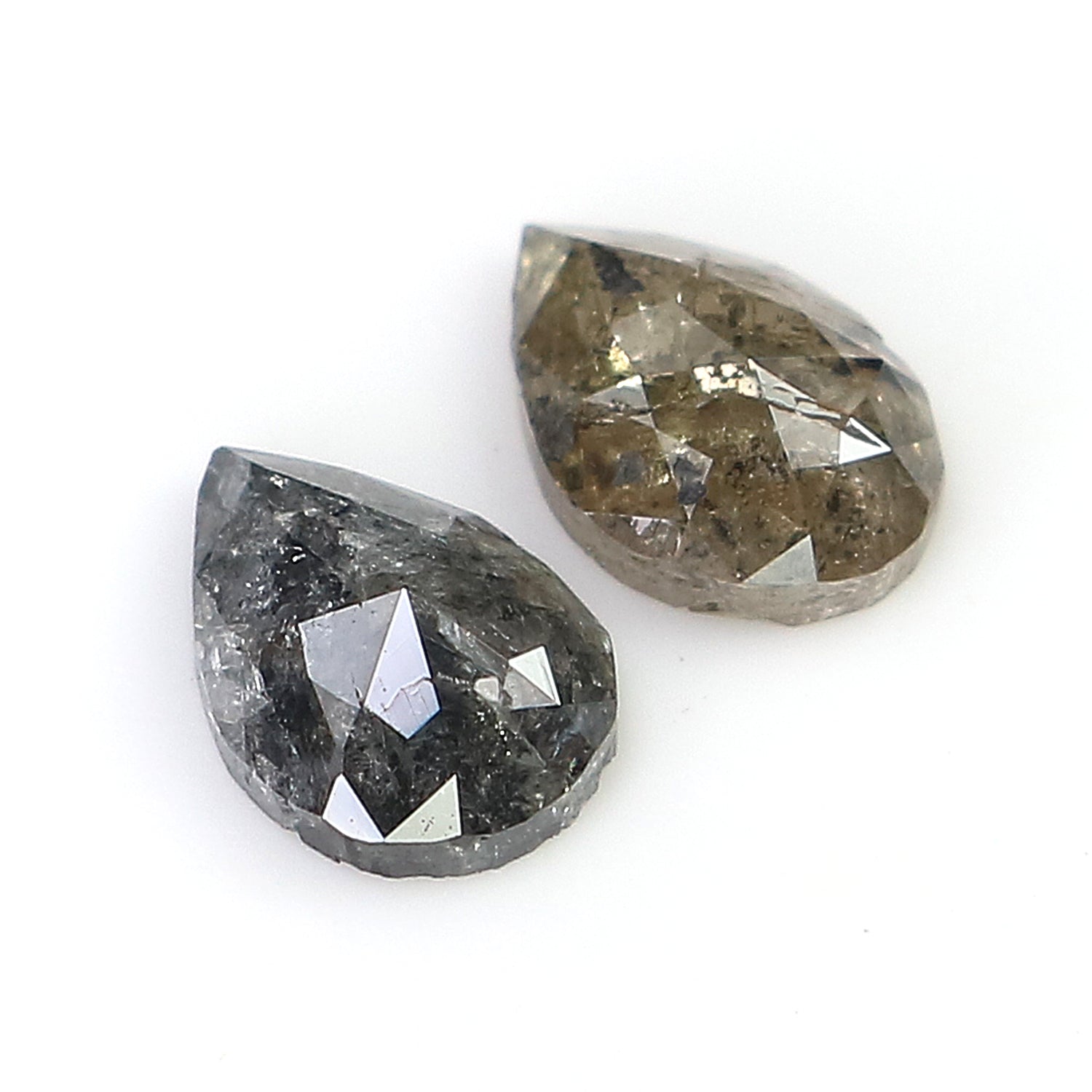 1.02 CT Natural Loose Pear Cut Pair Diamond Salt And Pepper Pear Shape Diamond 6.30 MM Natural Black Grey Color Pear Rose Cut Diamond LQ2082